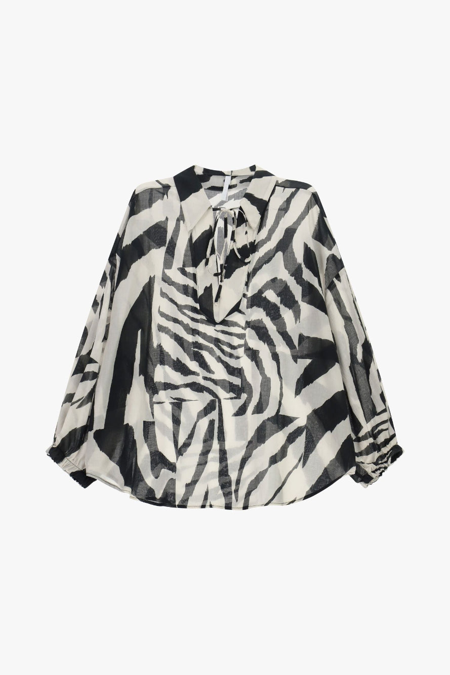 Zebra Print Sheer Blouse