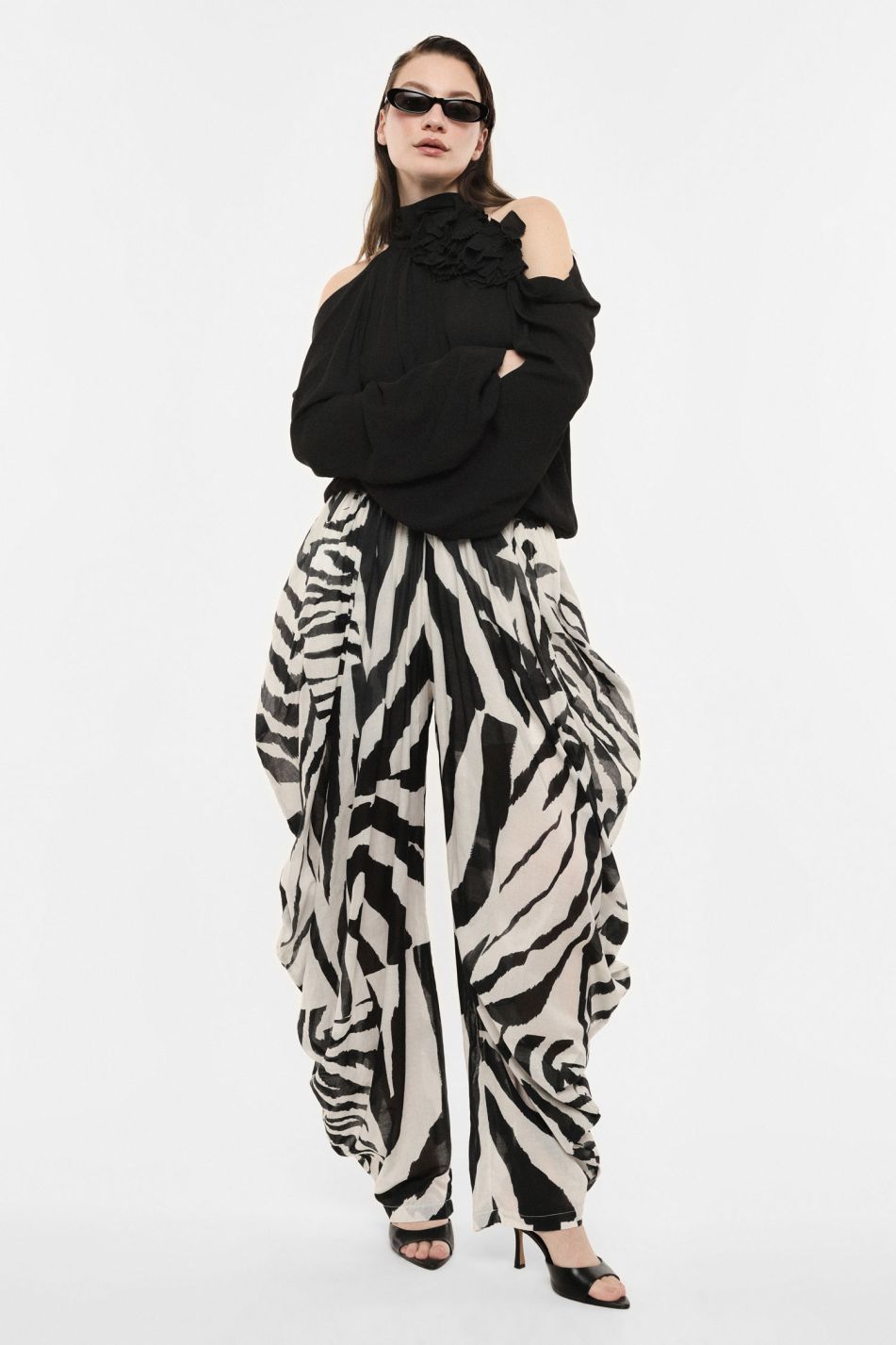 Zebra Print Draped Pants