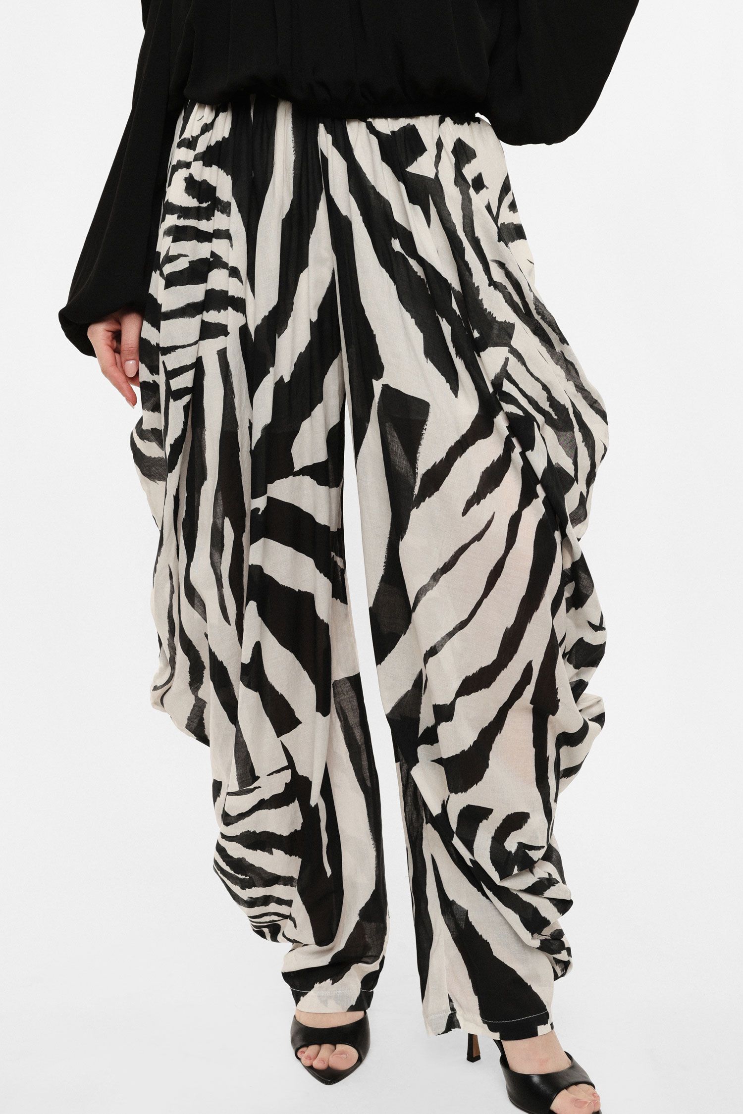 Zebra Print Draped Pants