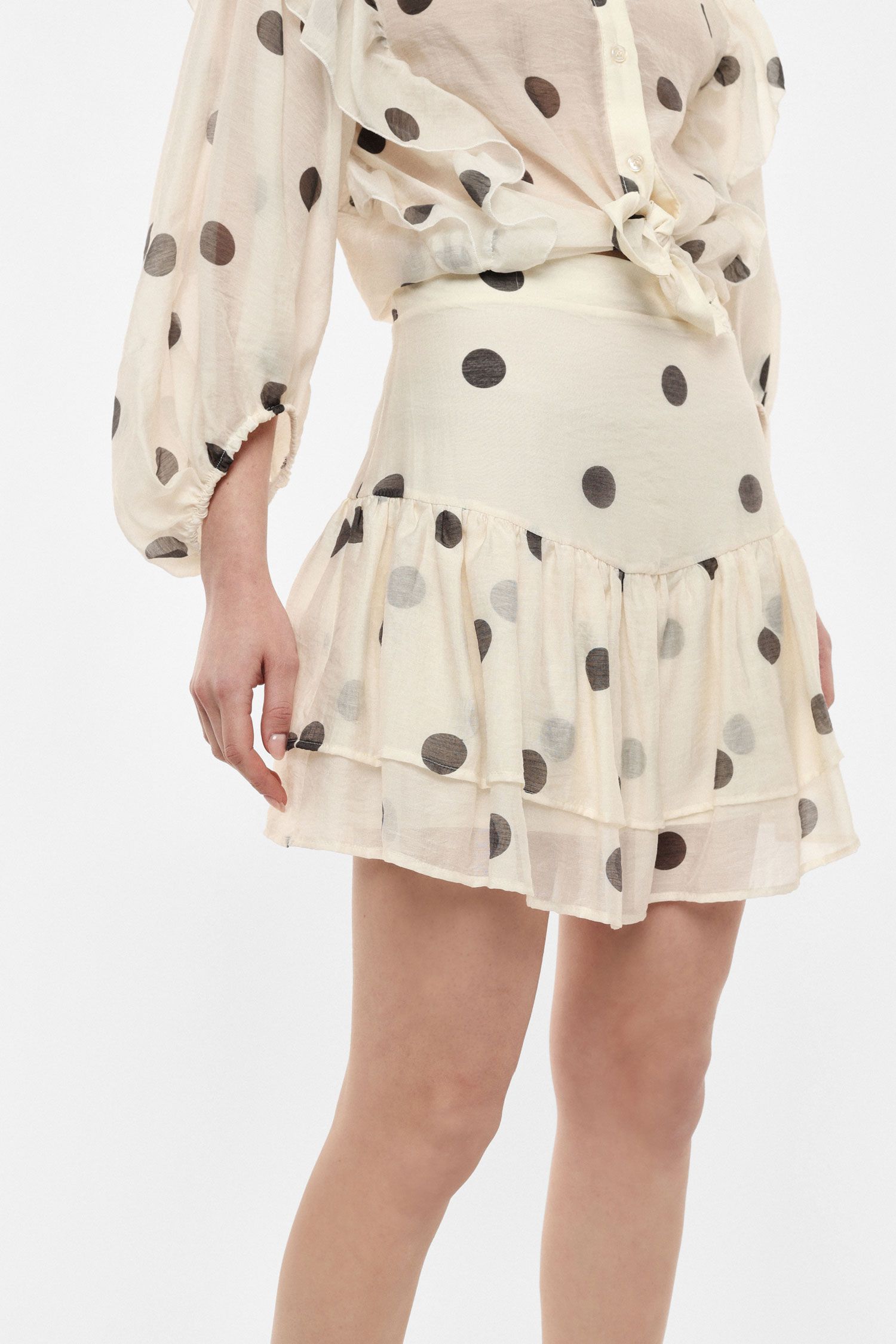 Polka Dot Ruffle Mini Skirt