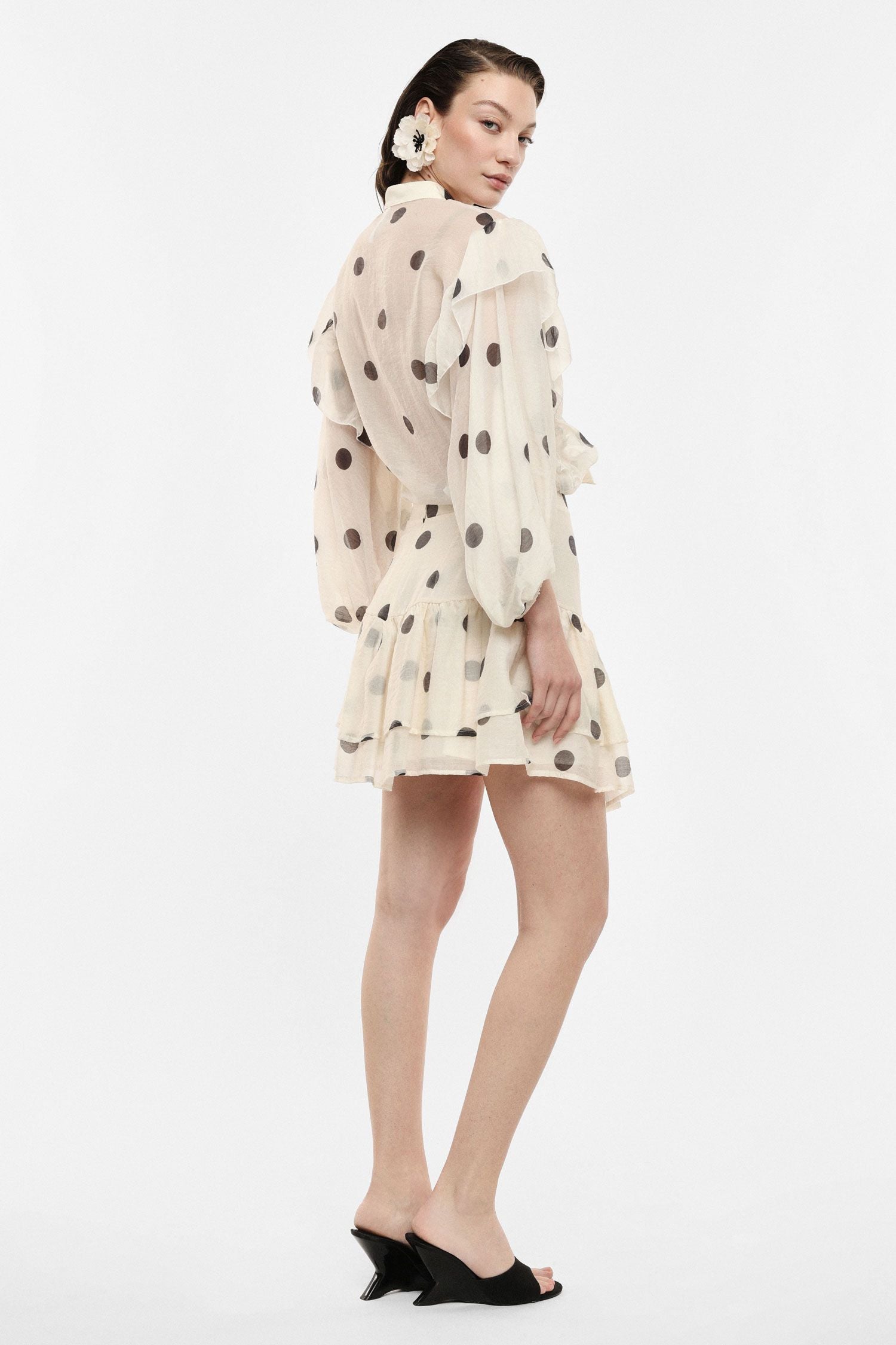 Polka Dot Ruffle Mini Skirt