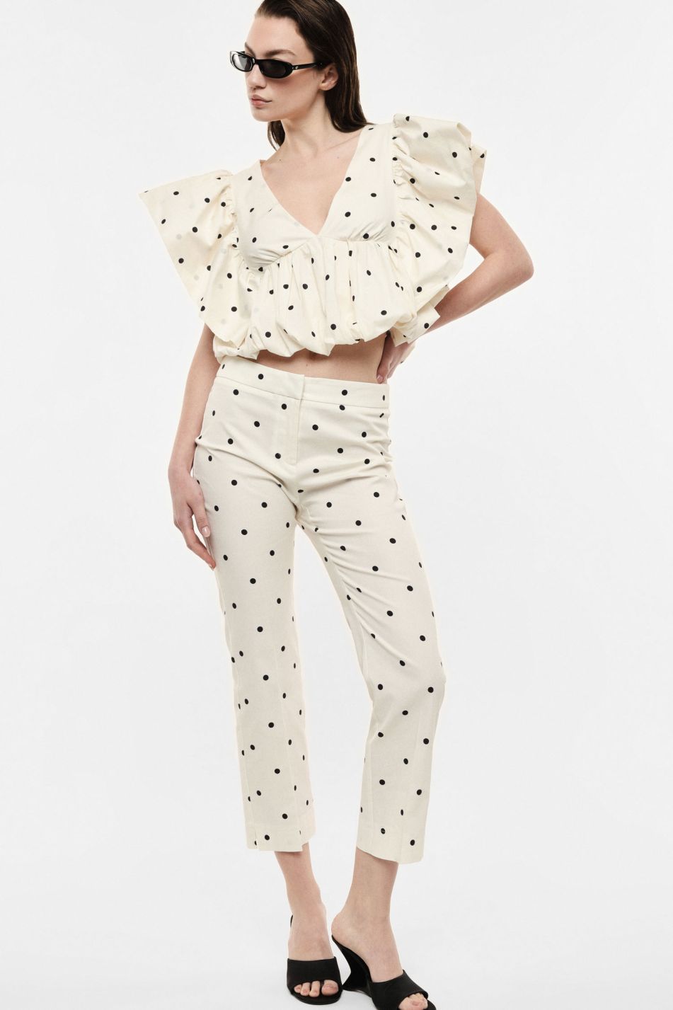 Polka Dot Straight-Leg Pants