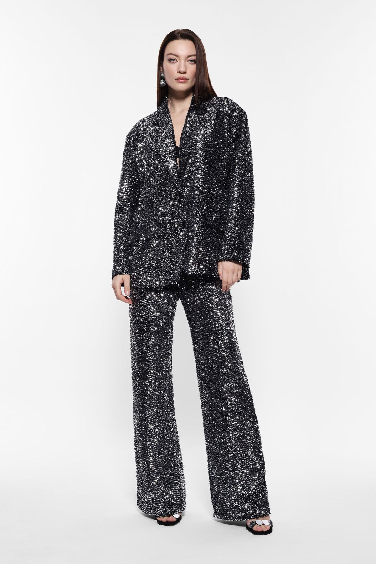 Pantalon évasé à sequins