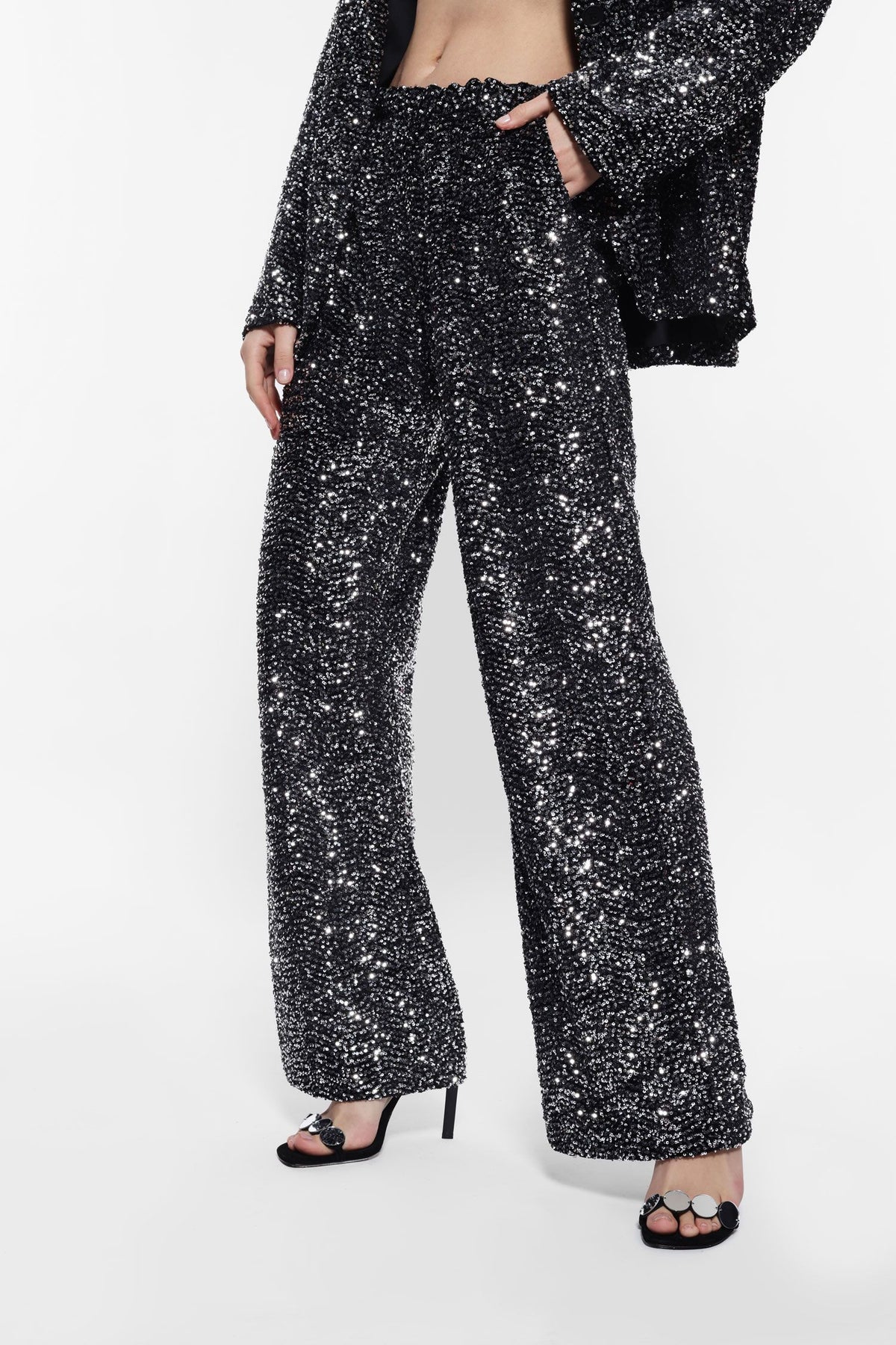 Pantalon évasé à sequins