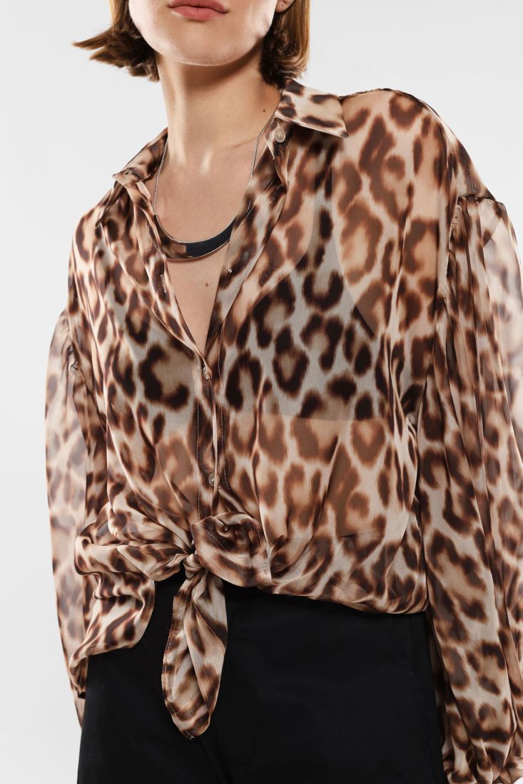 Sheer Leopard Print Blouse