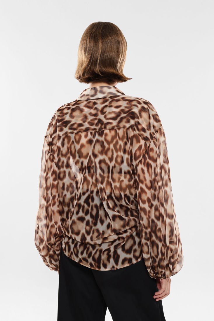 Sheer Leopard Print Blouse