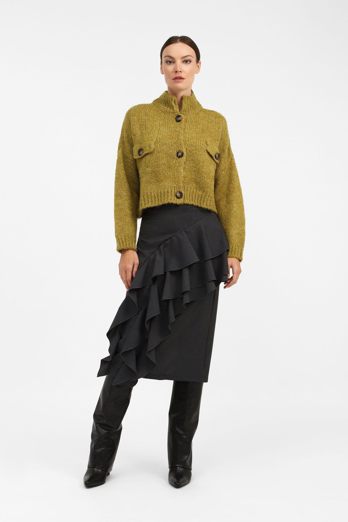 Asymmetric Ruffled Skirt