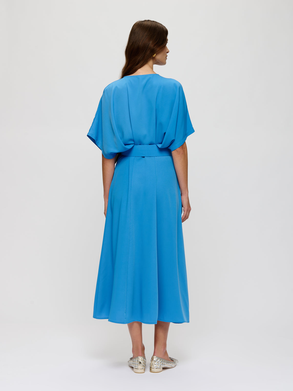 Belted Midi Dress with Front Slit