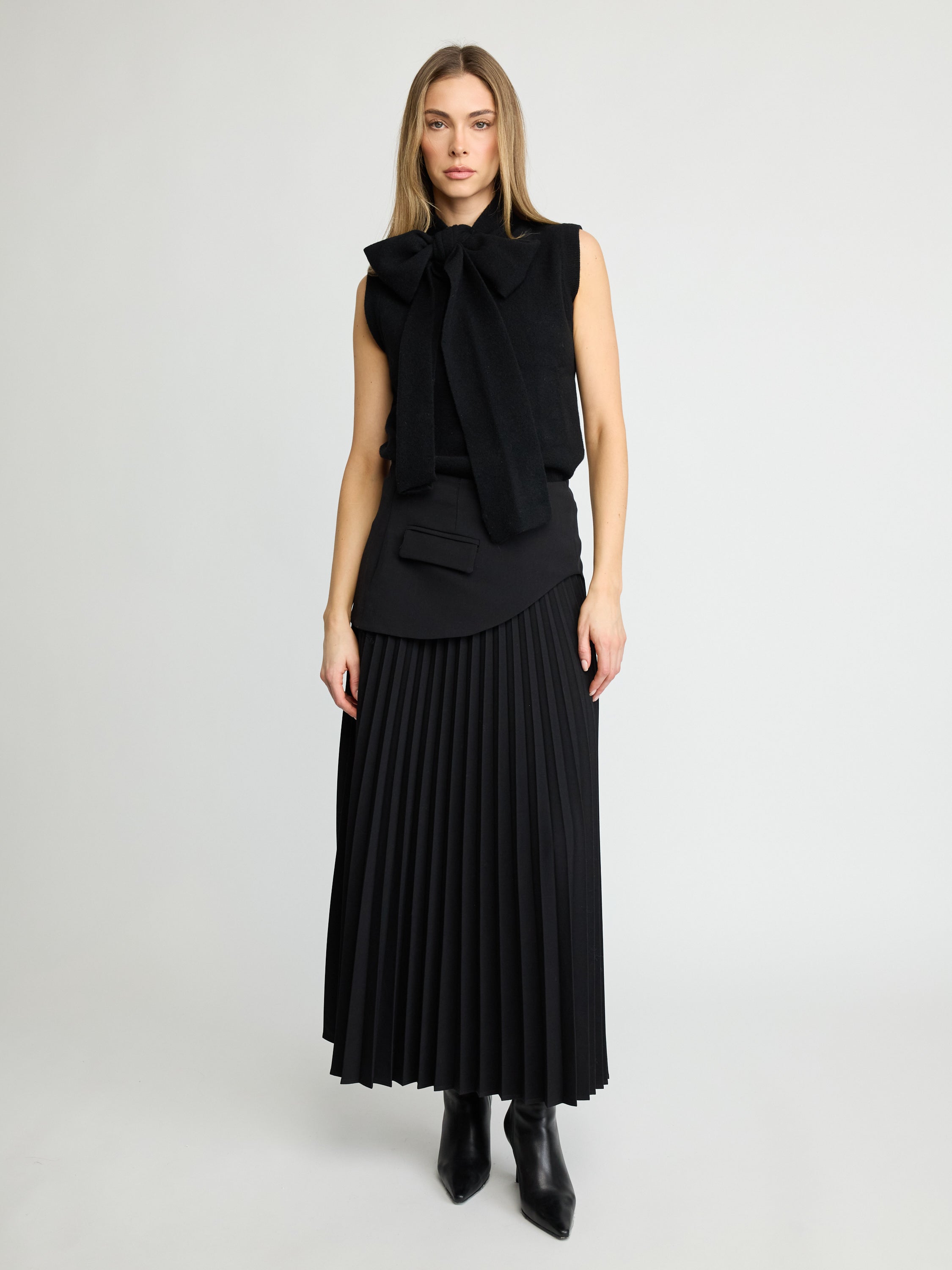 Pleated Panel Maxi Skirt