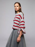 Ruffle sleeve striped sweater