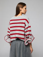 Ruffle sleeve striped sweater
