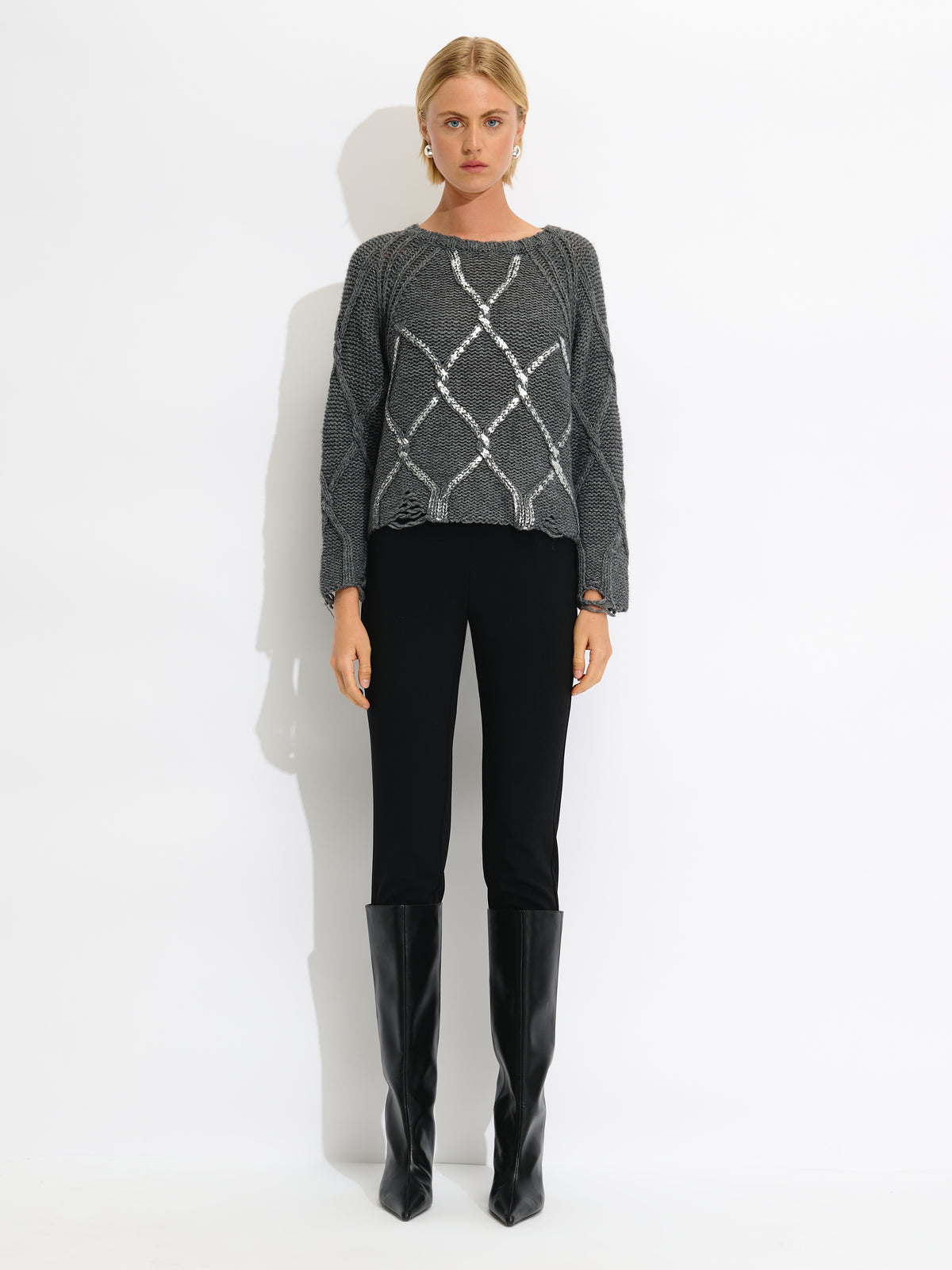 Metallic Cable Knit Sweater