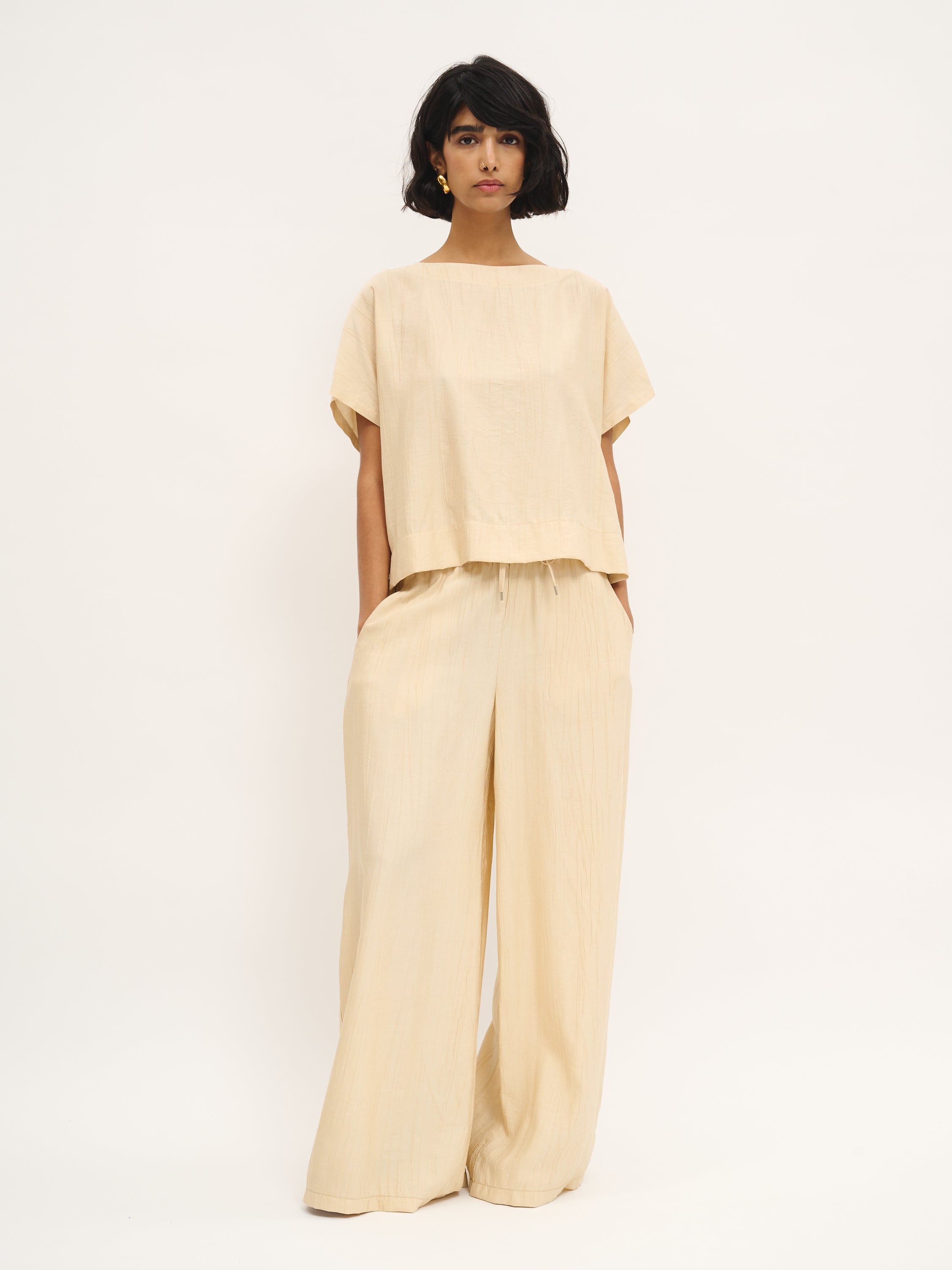 Pantalon large froissé