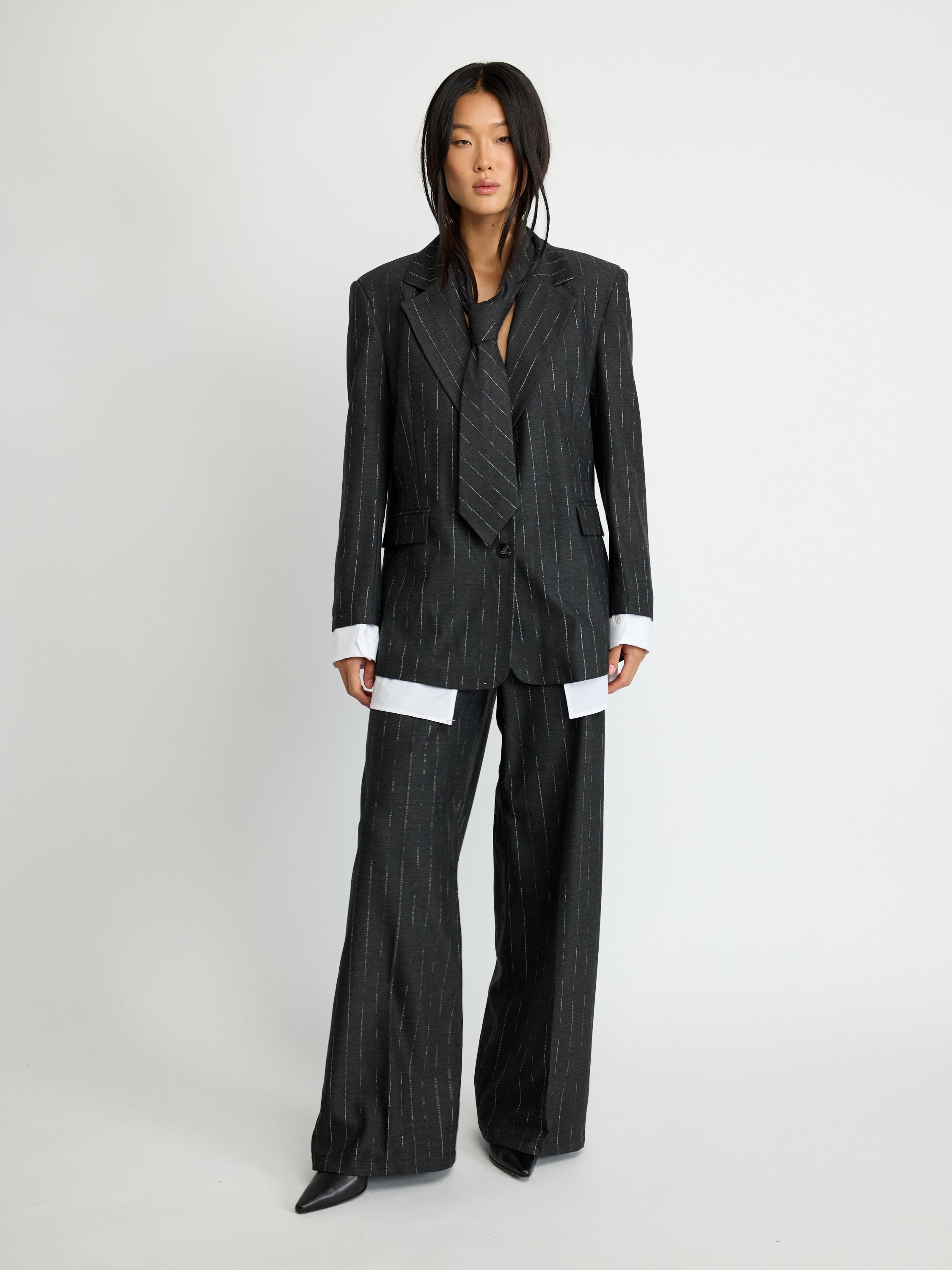 Pinstripe Oversized Blazer