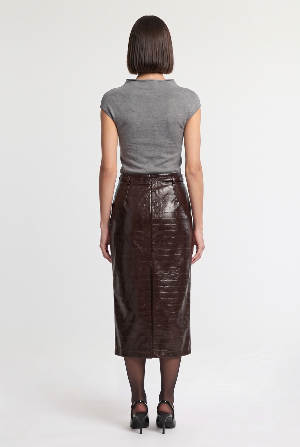 Grey knit top - Grey - back view