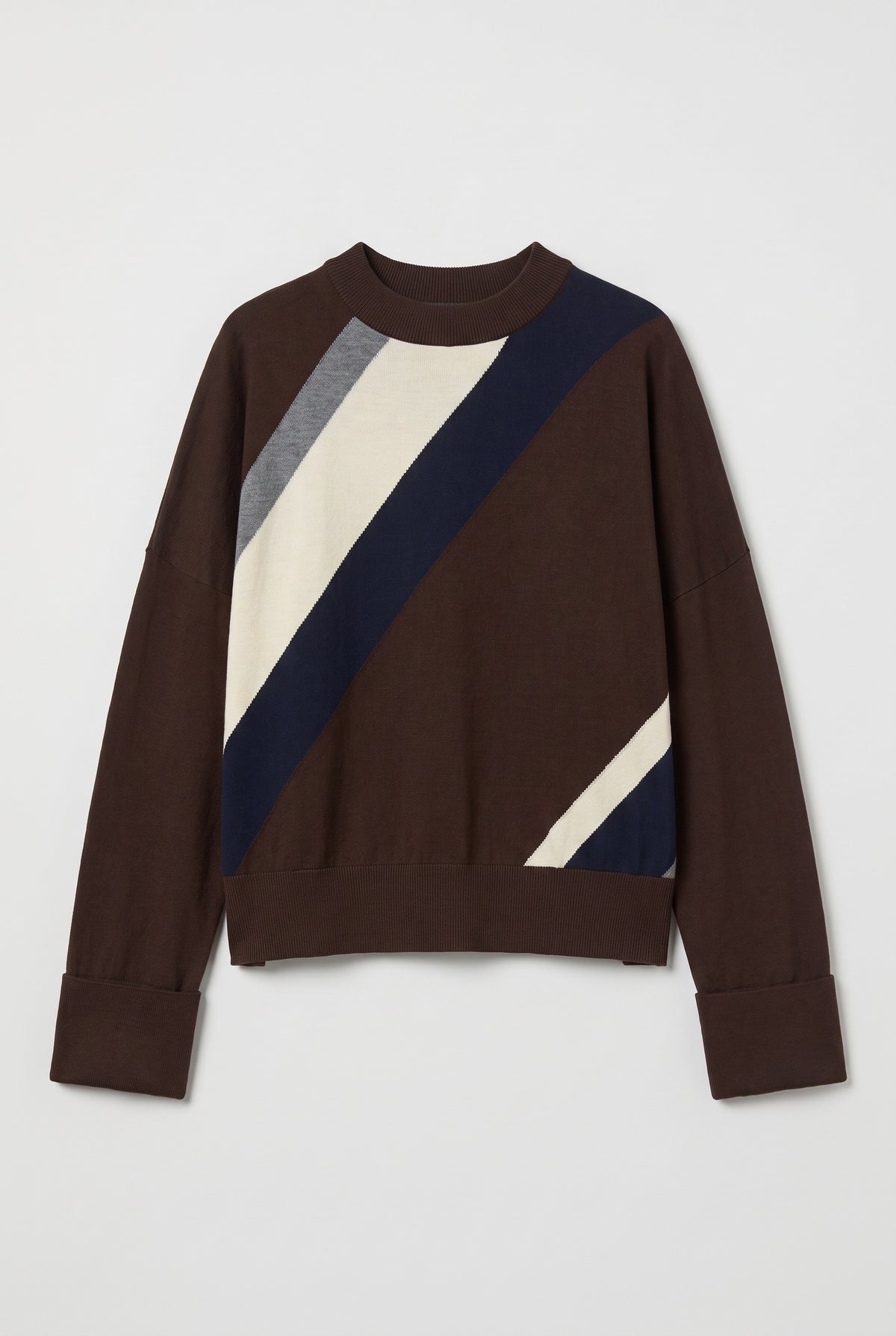 Colour-block crew sweater - Brown - flat lay