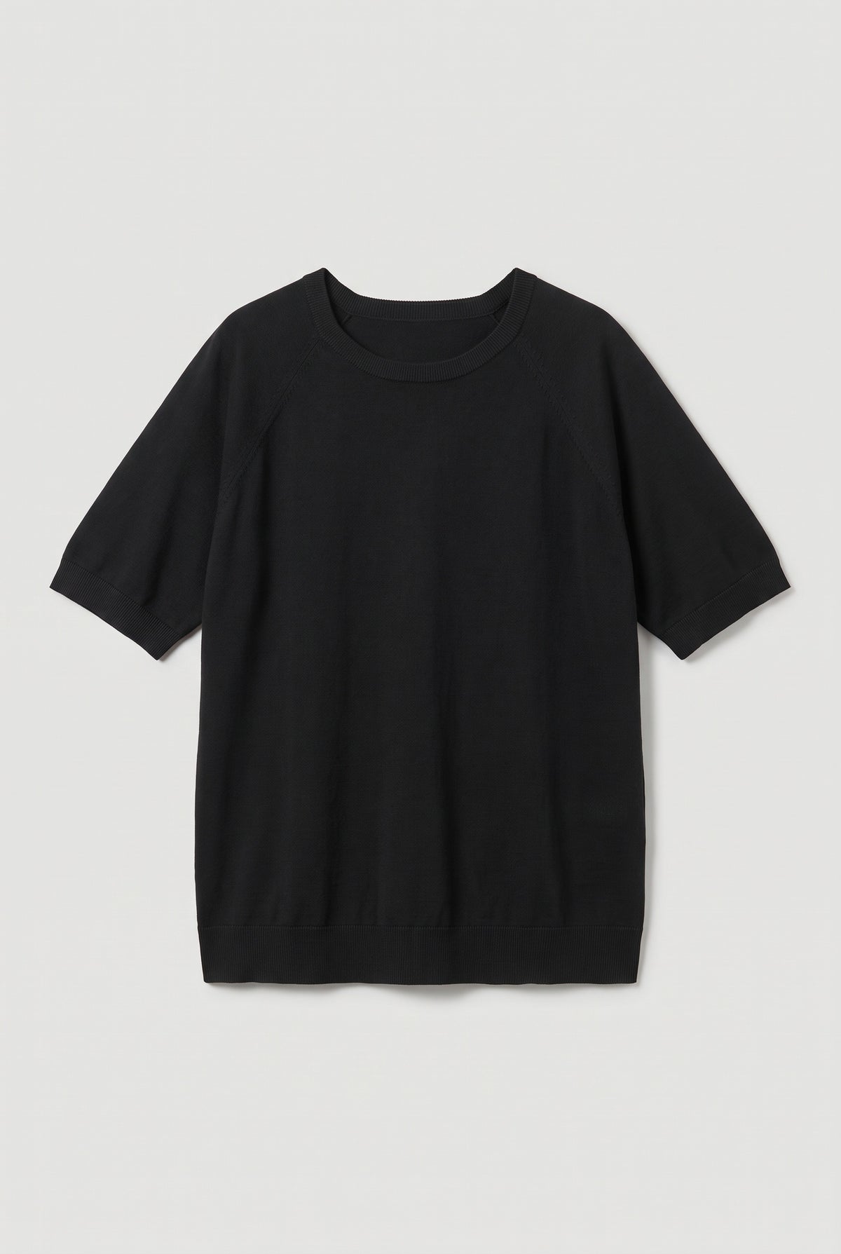 Black short-sleeve knit - Black - flat lay