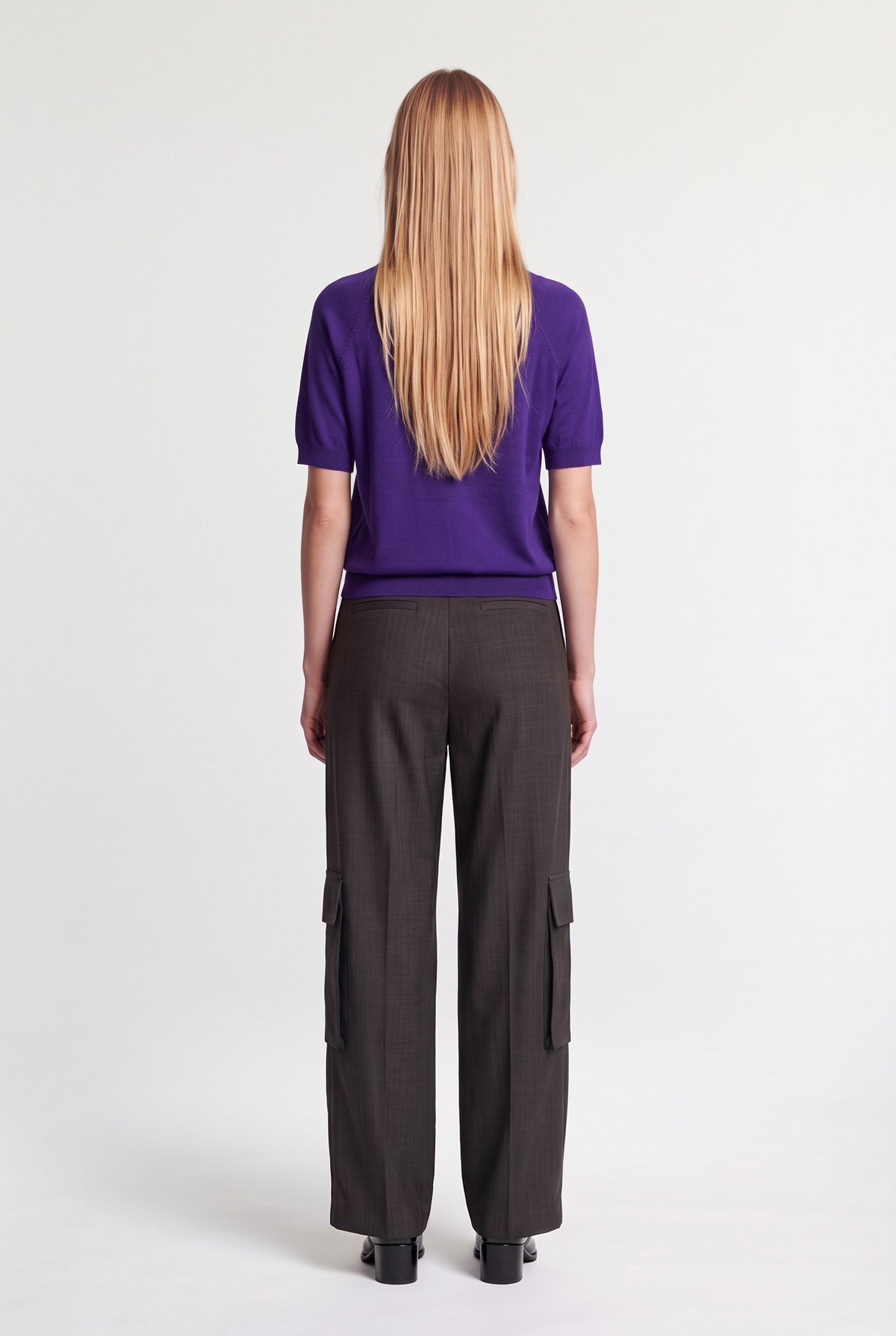 Purple short-sleeve knit - Purple - back view