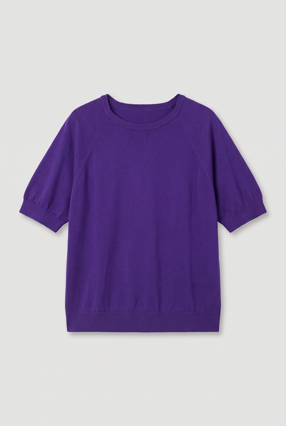 Purple short-sleeve knit - Purple - flat lay