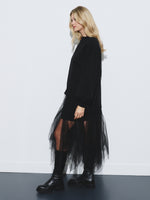 Tulle detail sweater dress