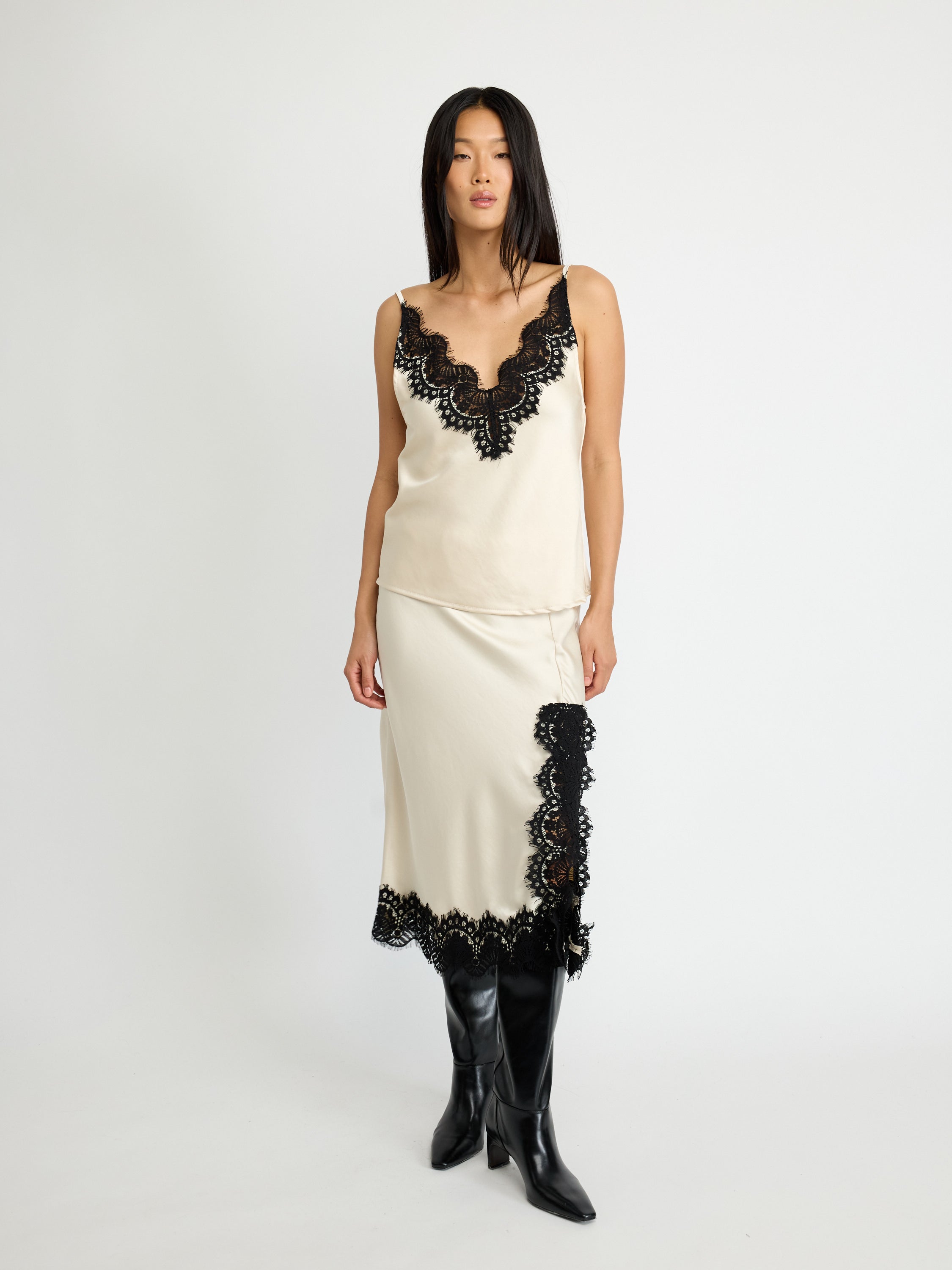 Lace-Trim Satin Camisole