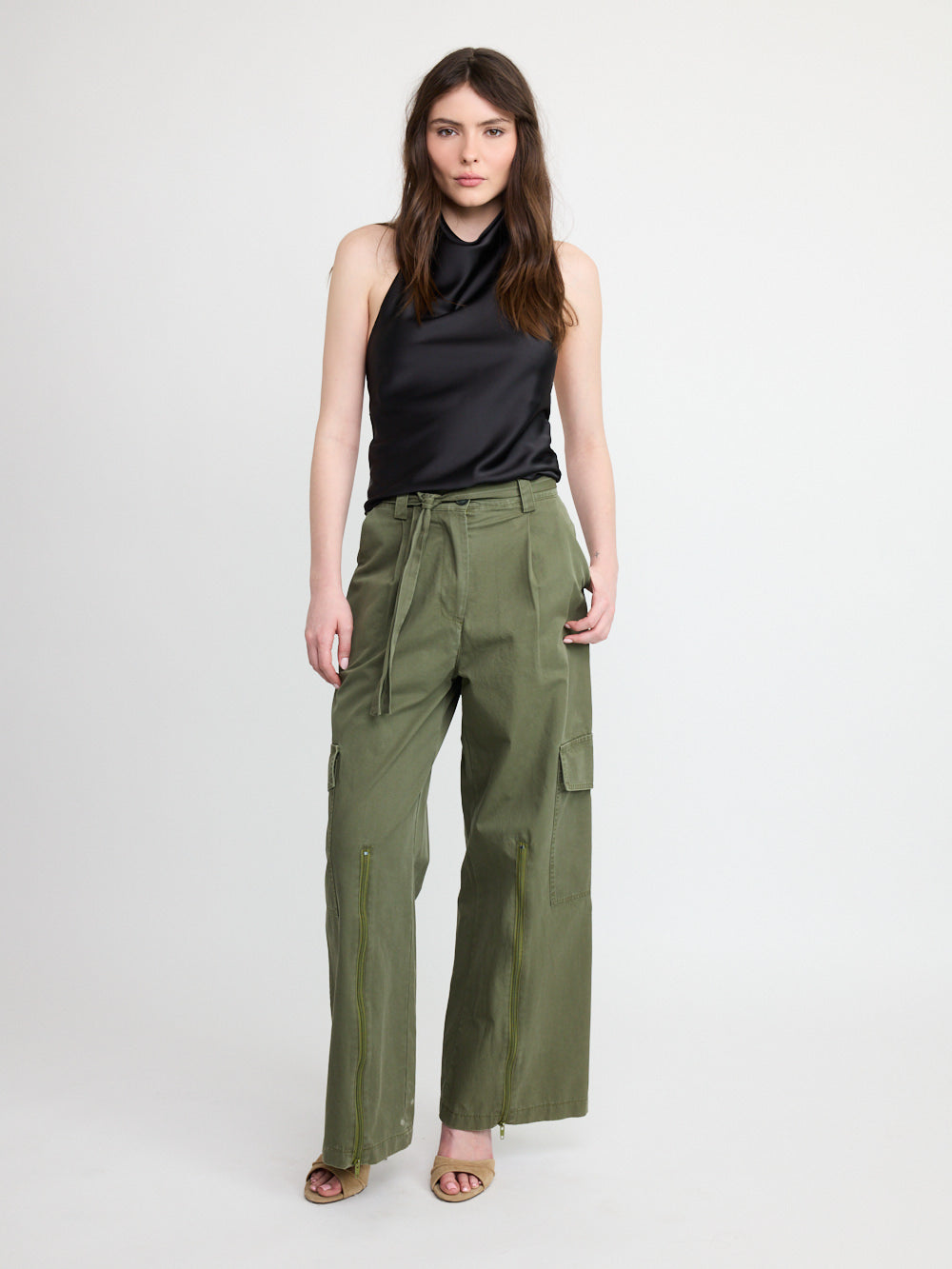 Pantalon cargo à jambes larges