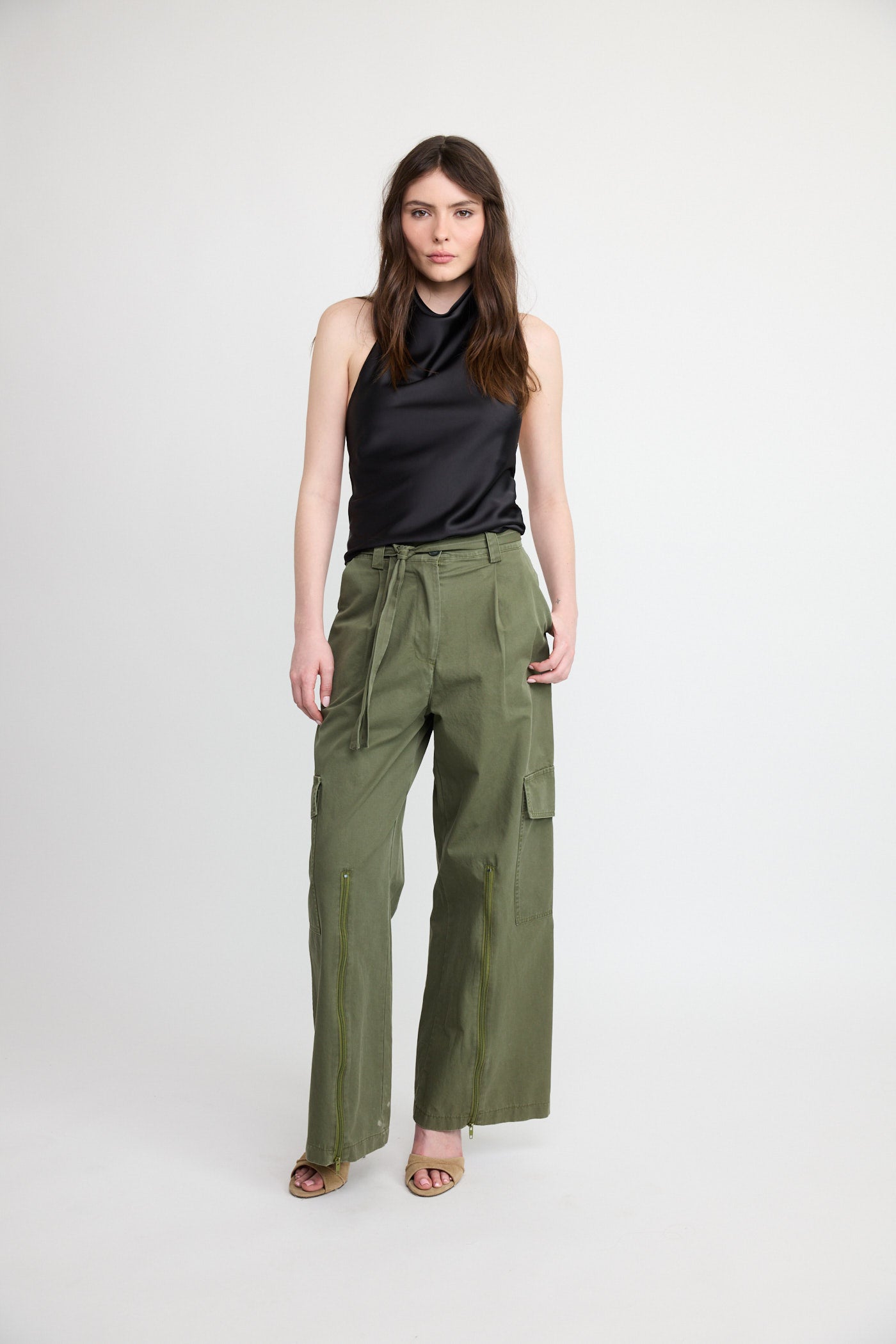 Pantalon cargo à jambes larges