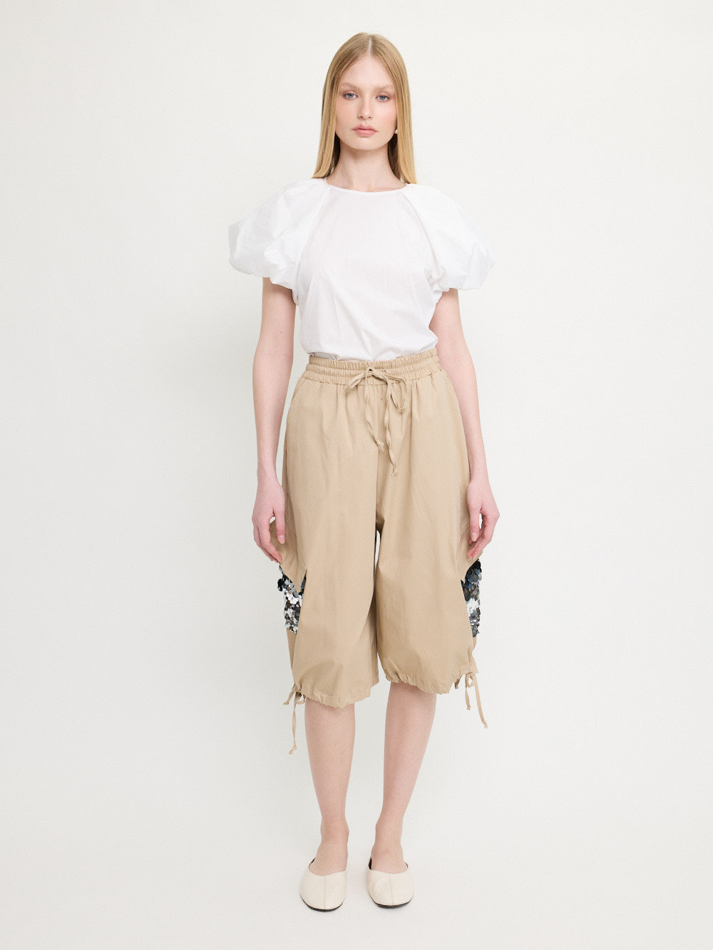 Pantalon à taille coulissée à sequins