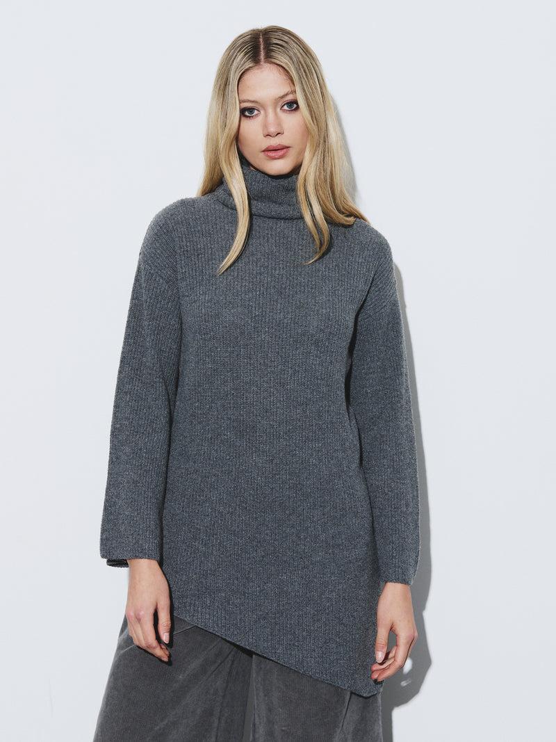 Asymmetrical turtleneck sweater