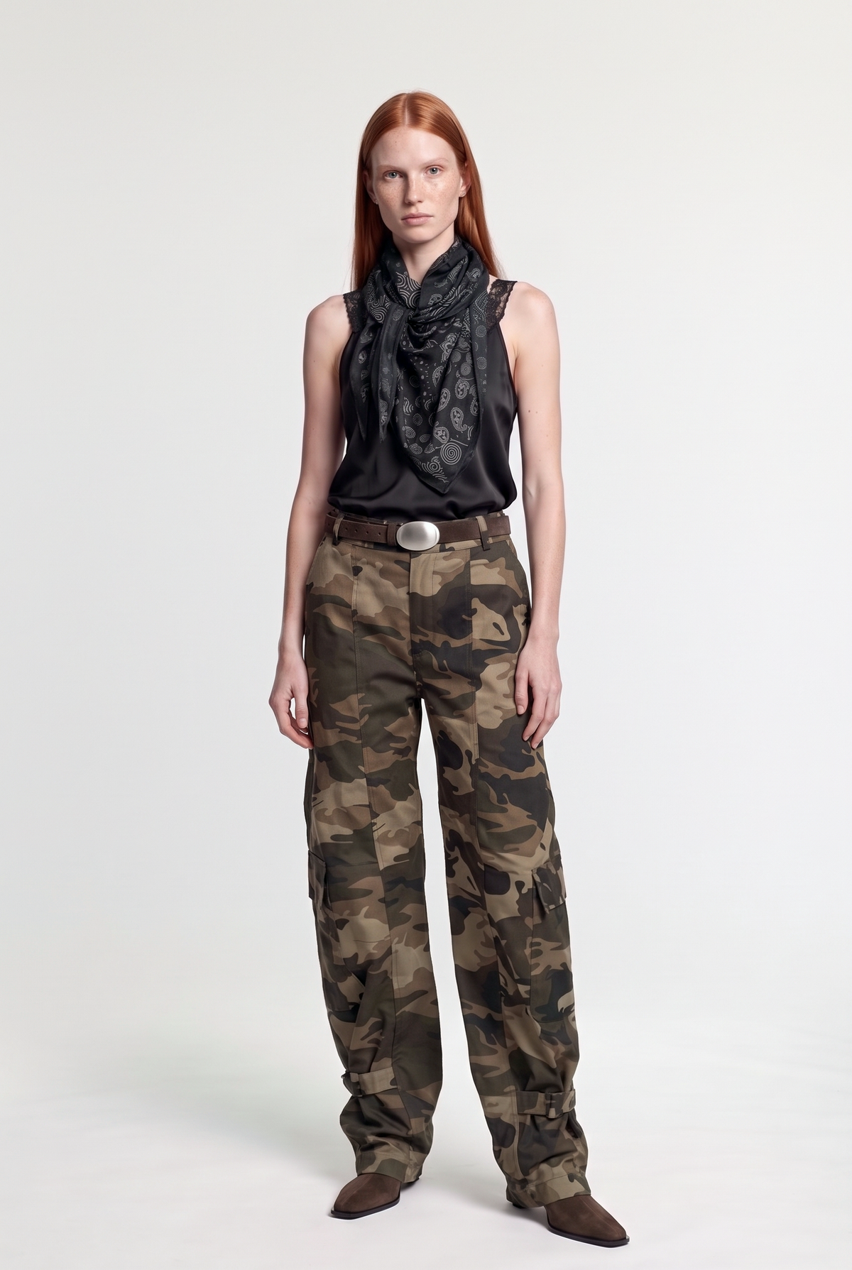 Camouflage Cargo Pants - Green - front view