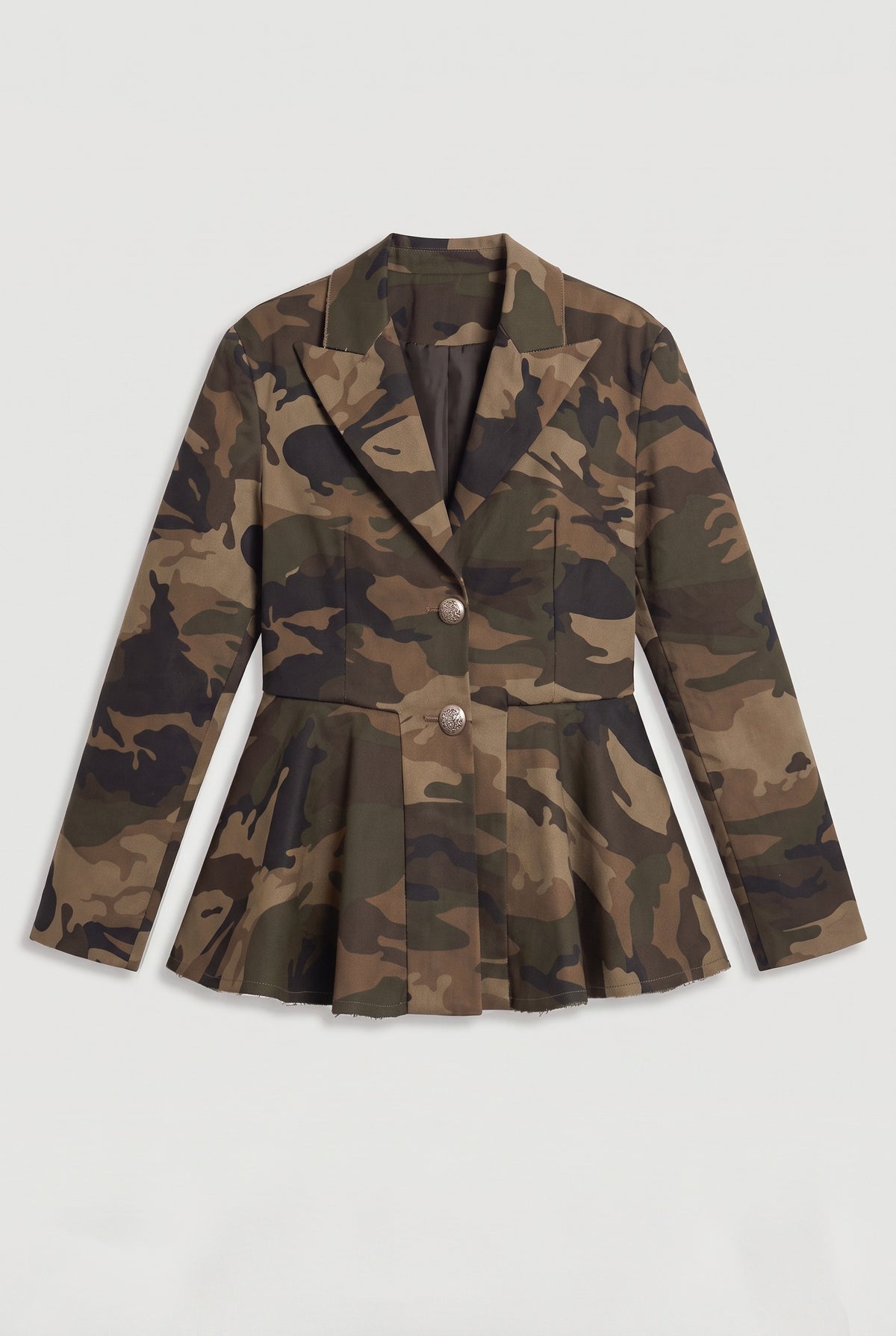 Camouflage Peplum Blazer - Green - flat lay