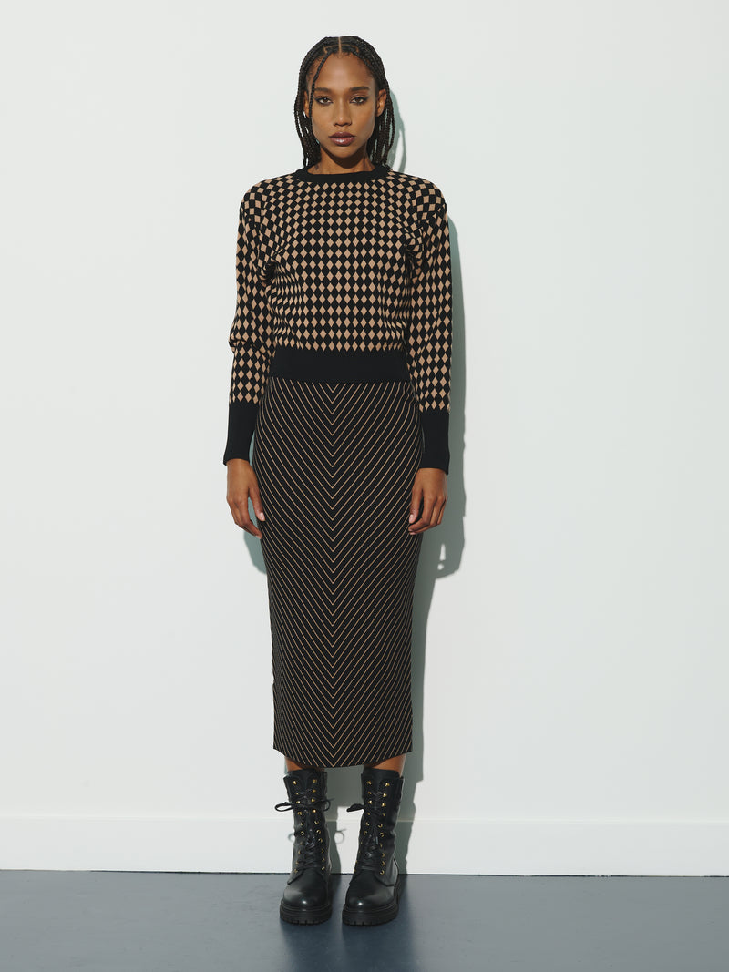 Knit graphic pencil skirt