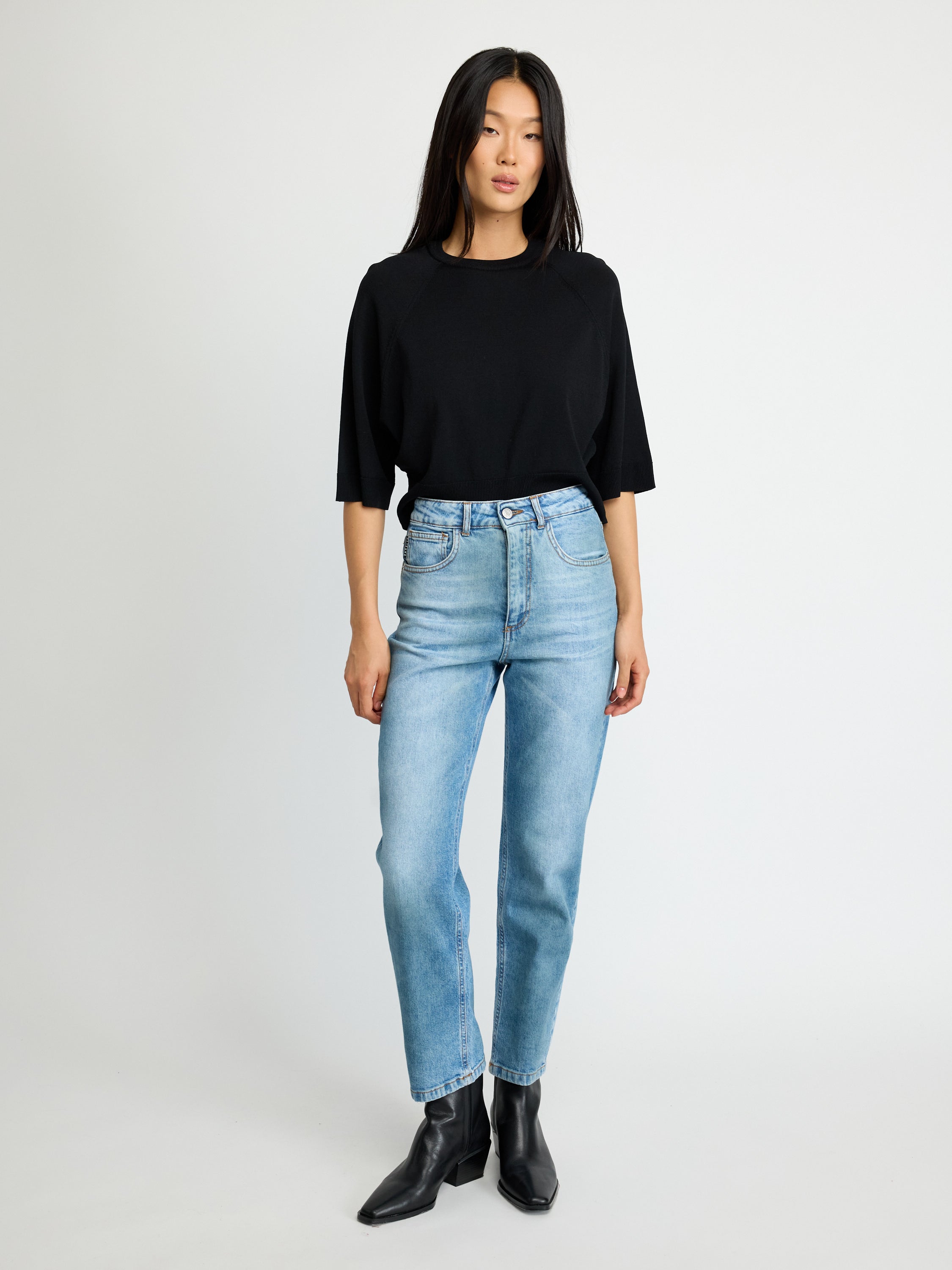 Jean droit taille haute