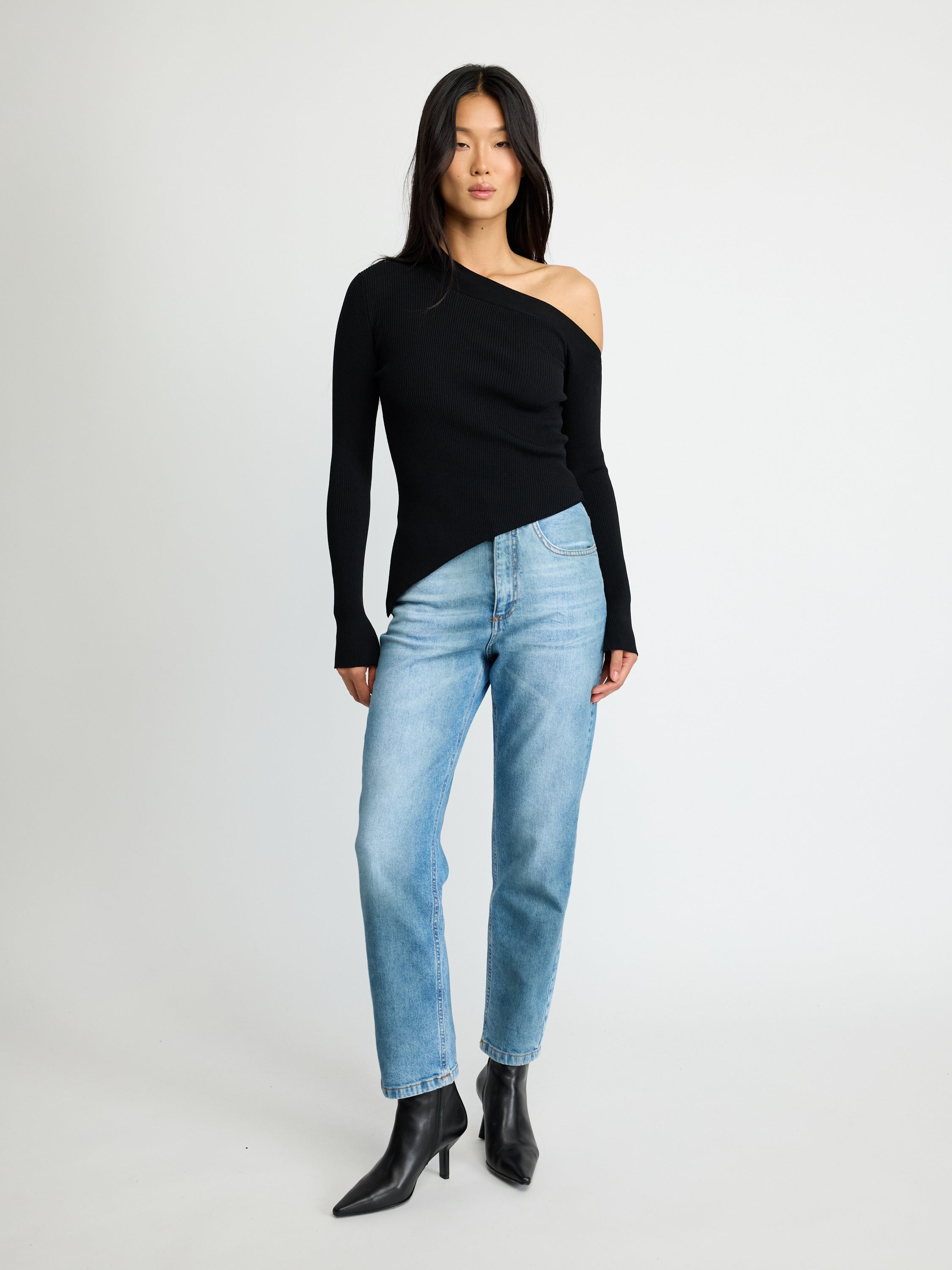 Off-Shoulder Ribbed Knit Top