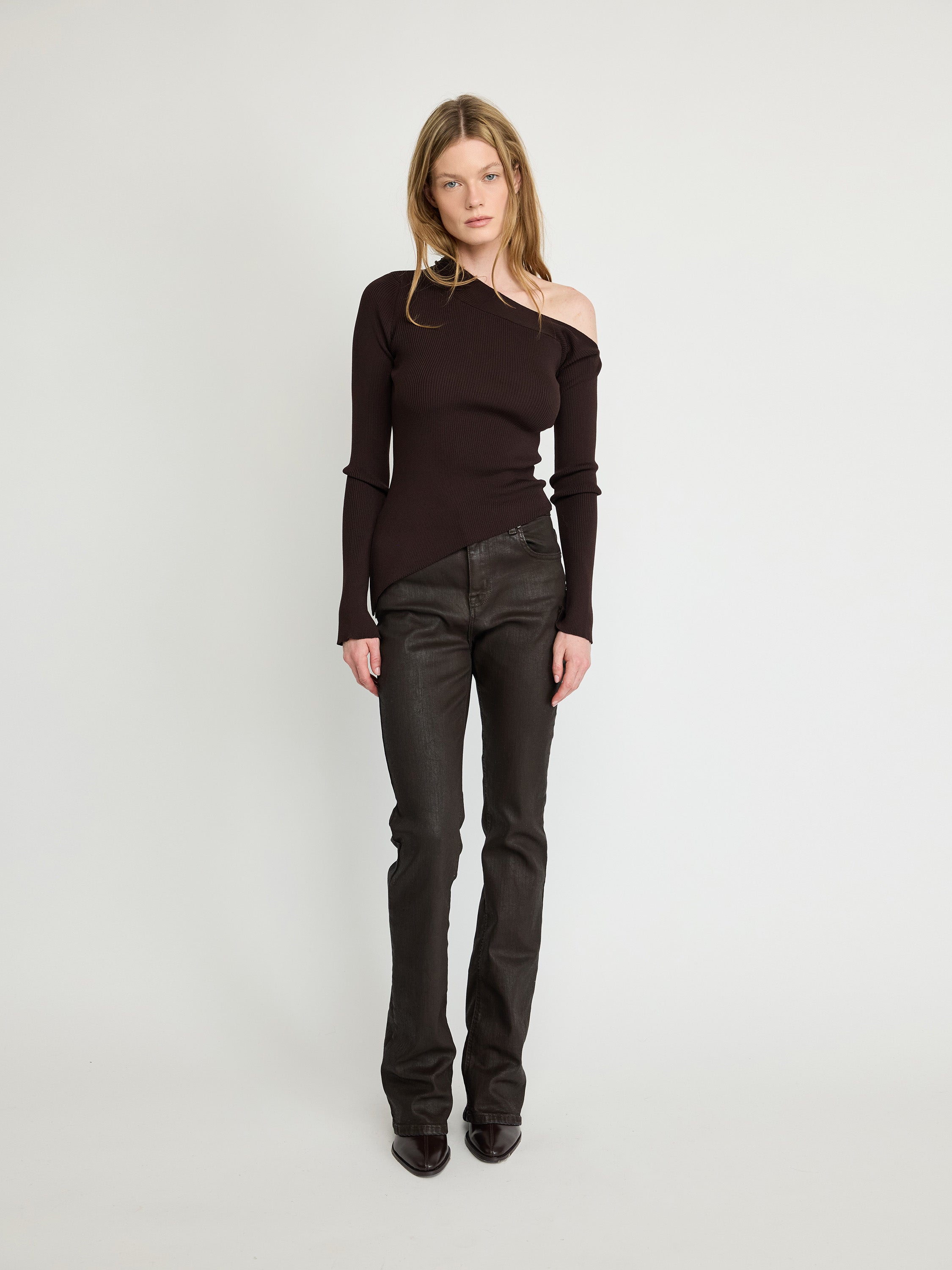 Off-Shoulder Ribbed Knit Top
