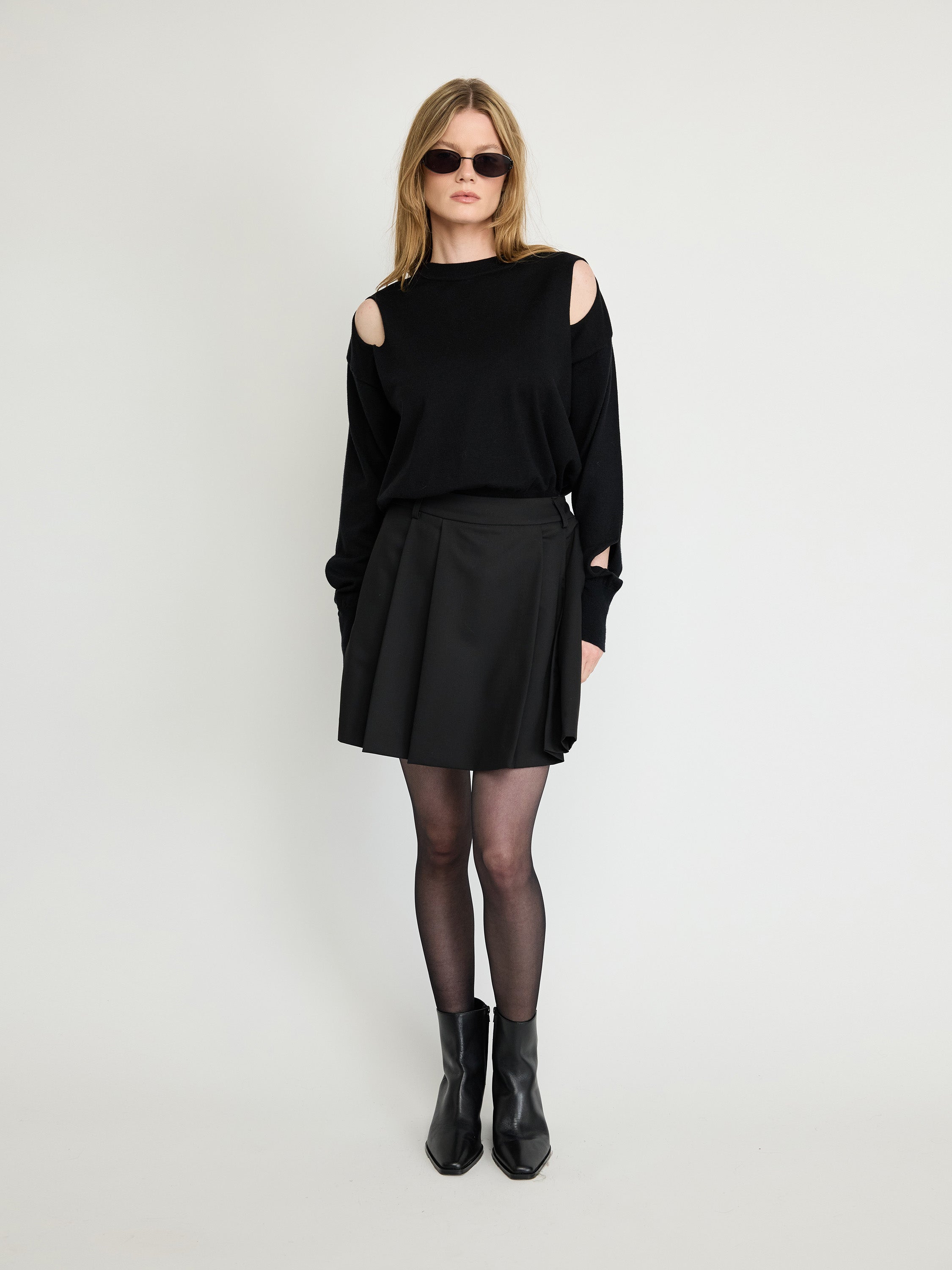 Cut-Out Shoulder Knit Sweater