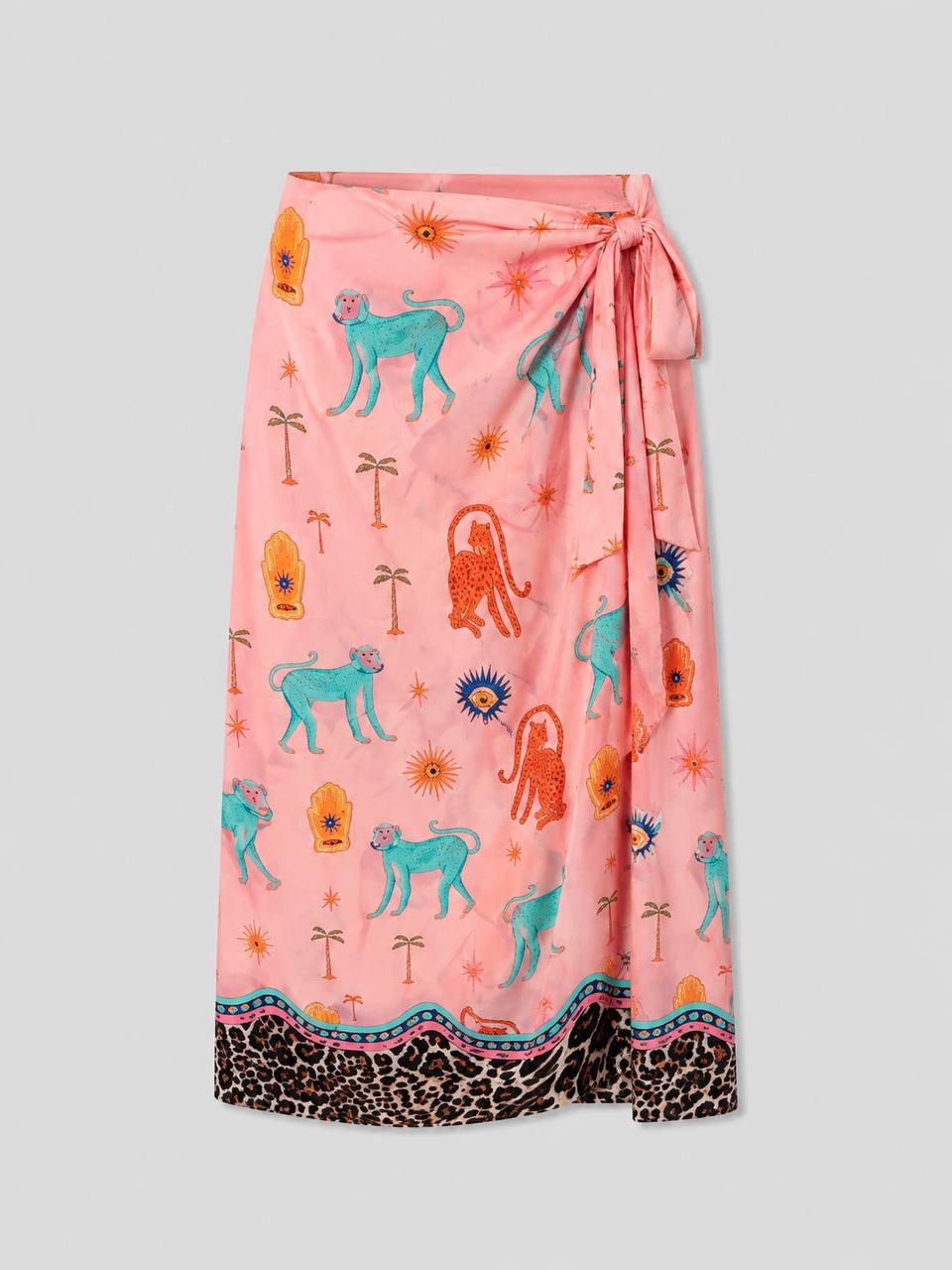 Printed Wrap Midi Skirt