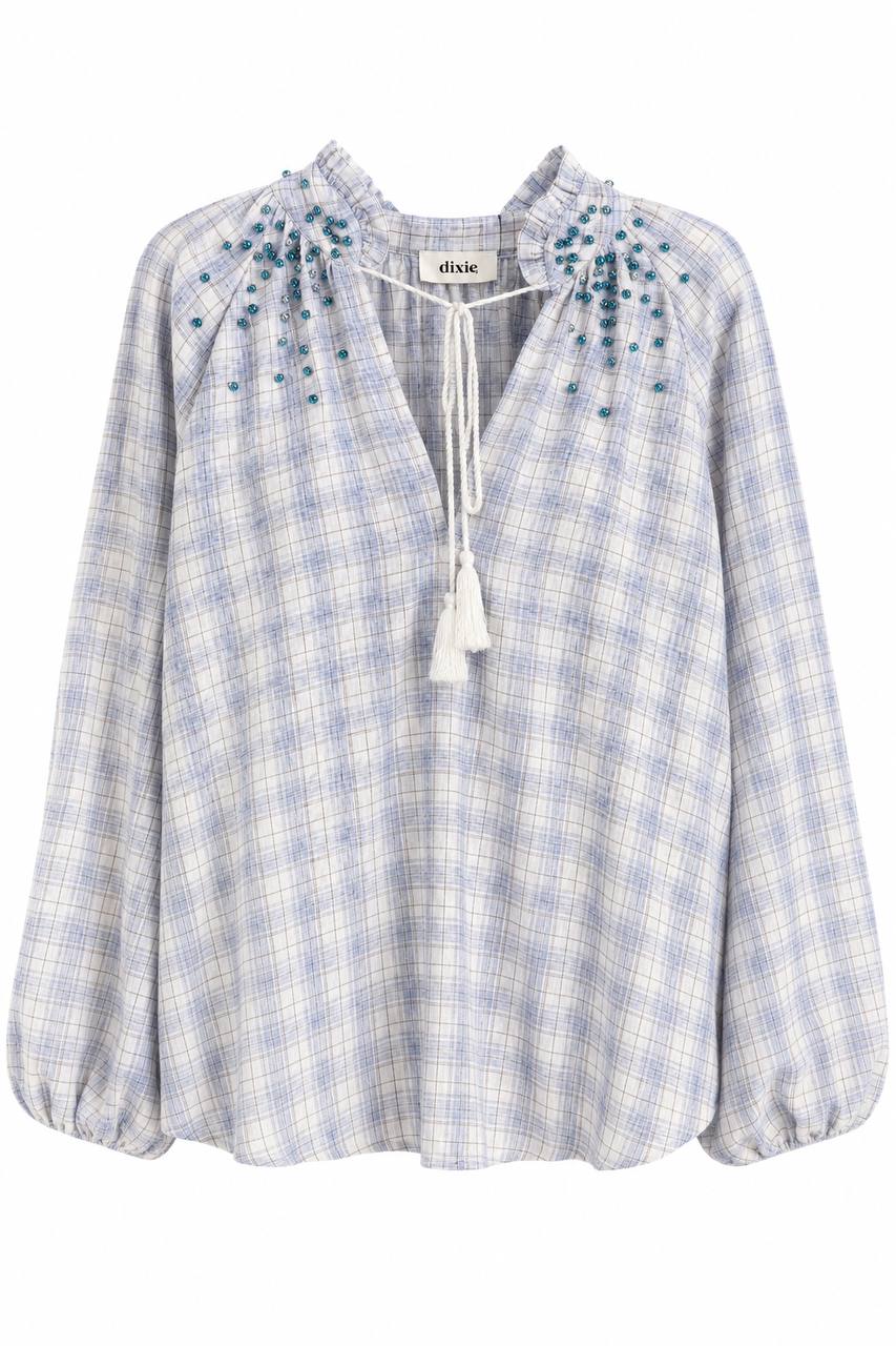 BLOUSE WITH RHINESTONE APPLIQUES