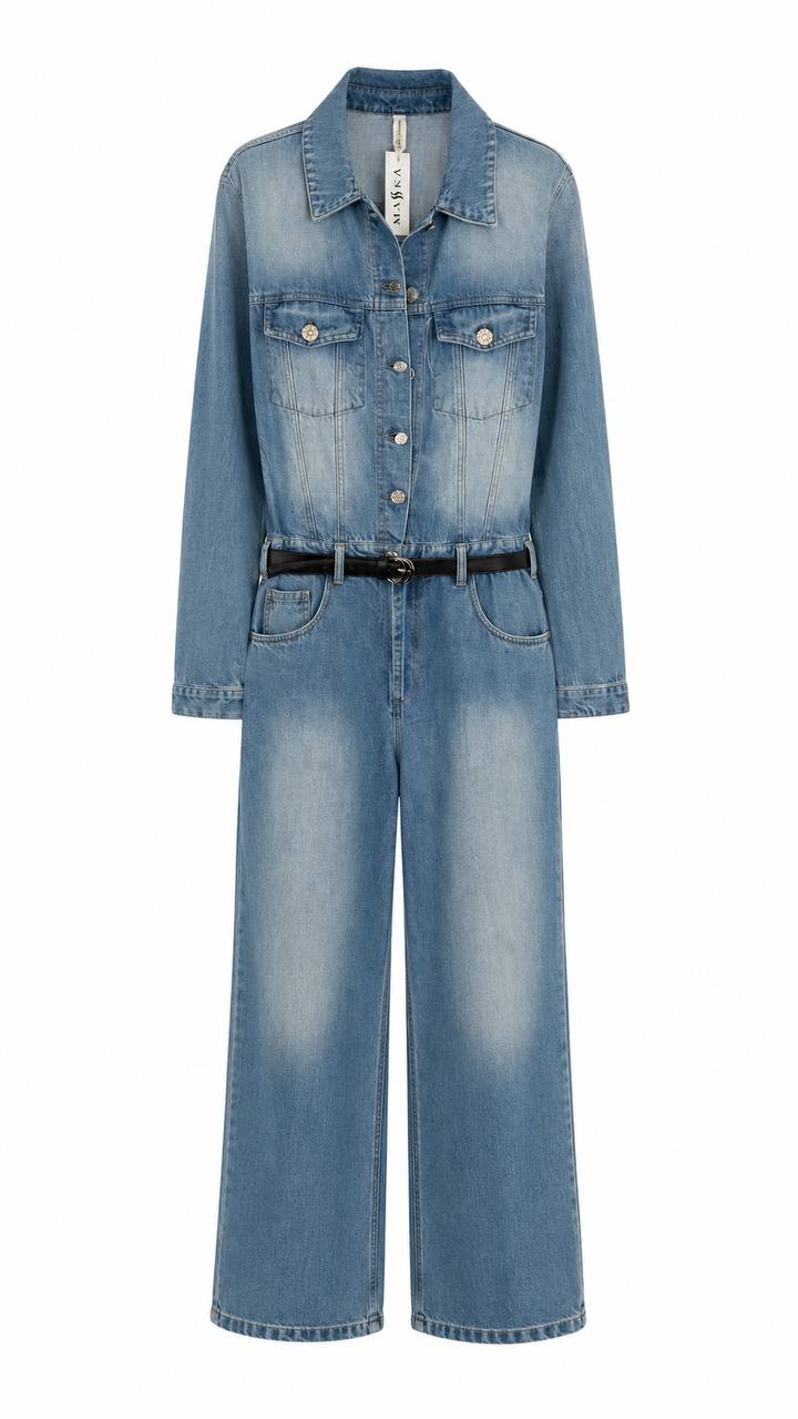 JEANS JUMPSUIT WITH BELT