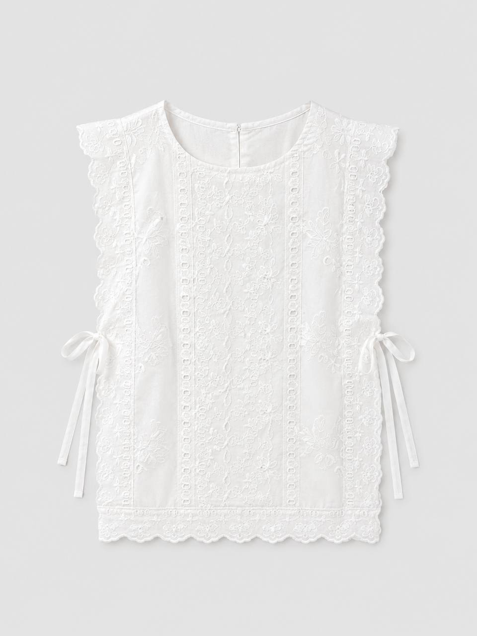 Embroidered Tie-Side Top