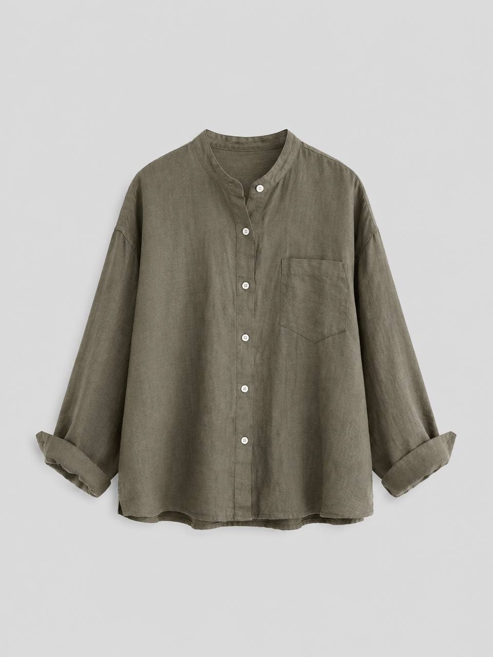 Linen Blend Button-Up Shirt