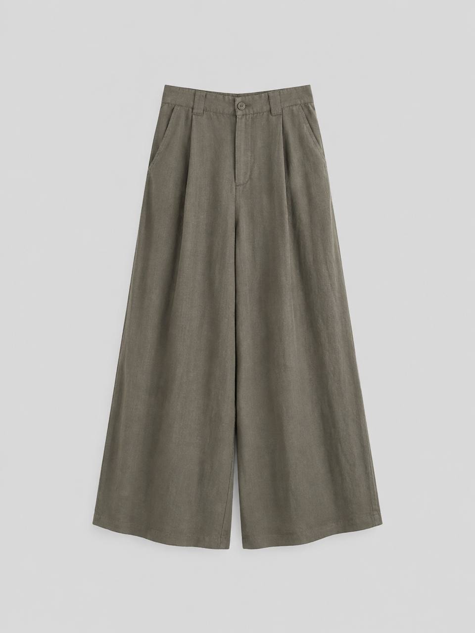 Wide-Leg Linen Blend Pants