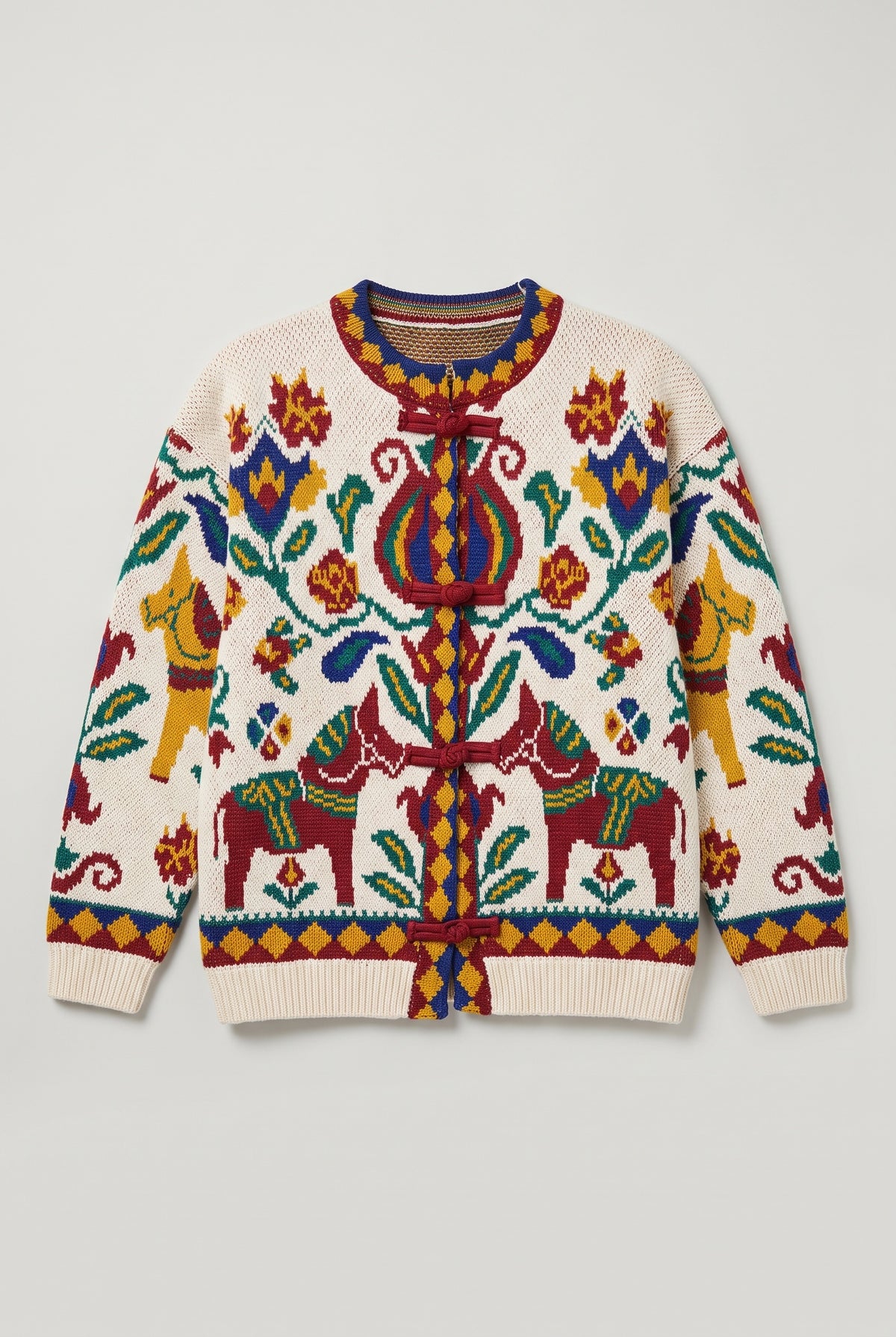 Folk jacquard cardigan - Multi - flat lay