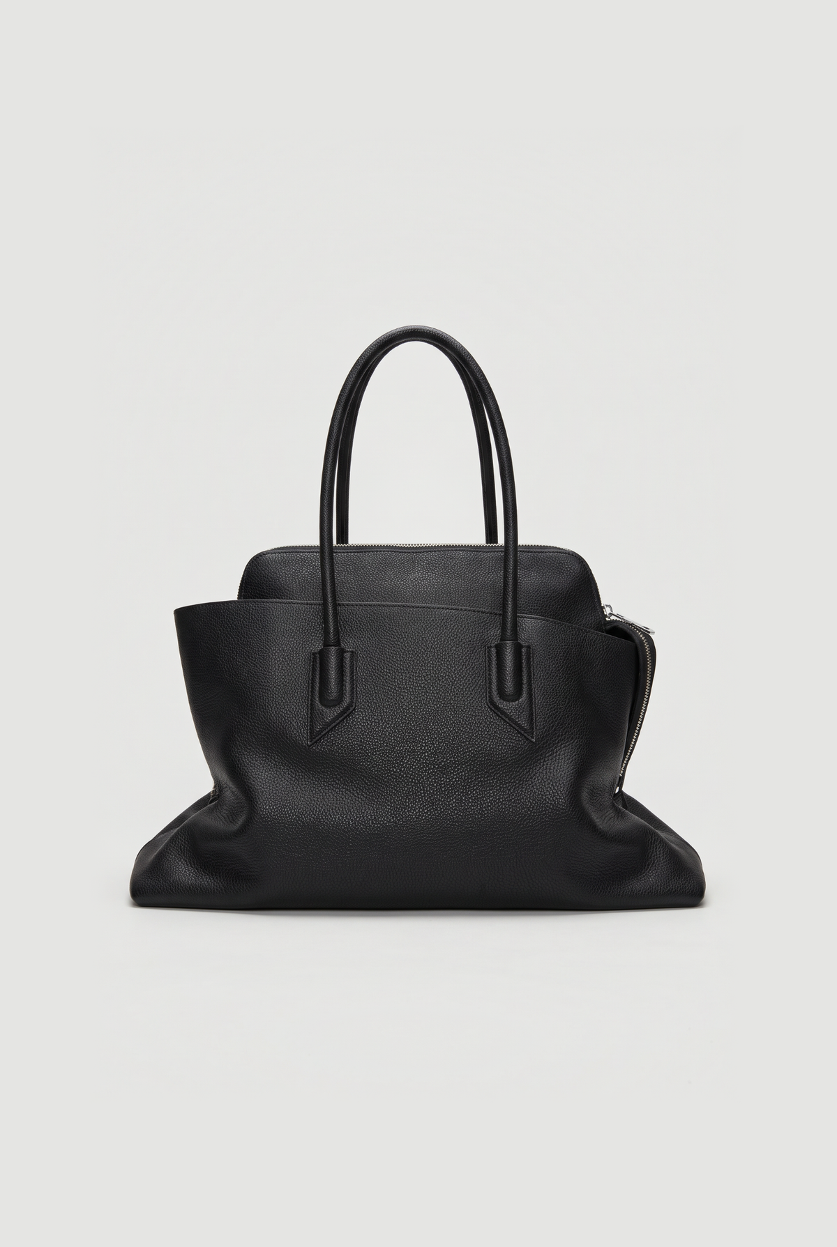 Soft pebbled leather tote in Black