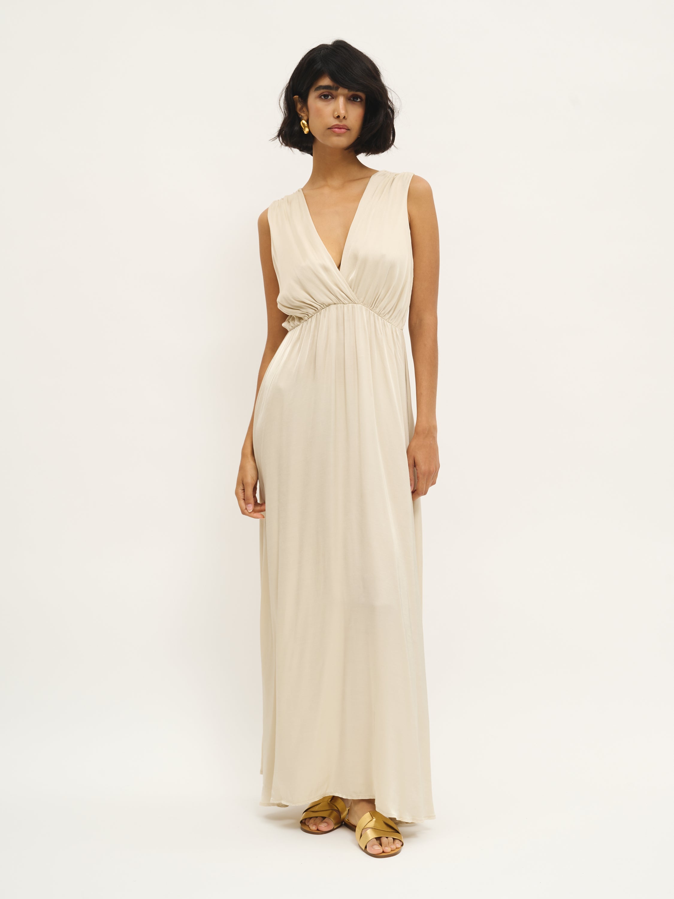 Draped Back-Tie Maxi Dress