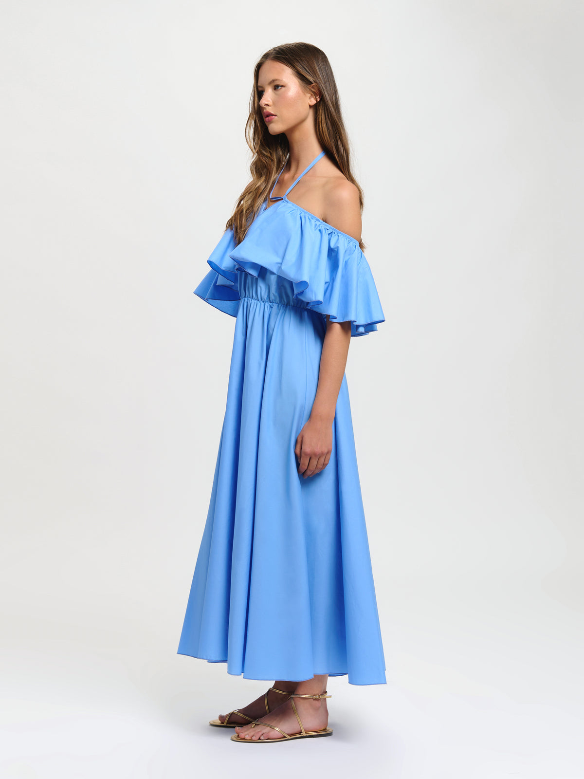 Robe longue à volants