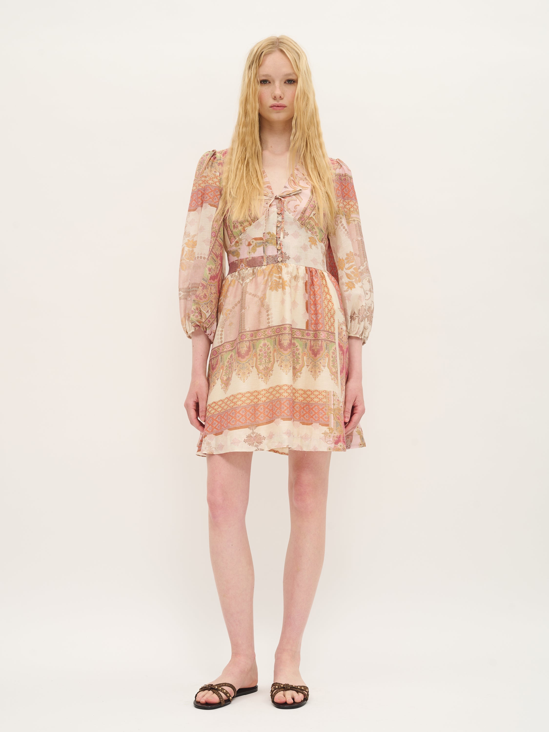 Printed Silk-Effect Mini Dress