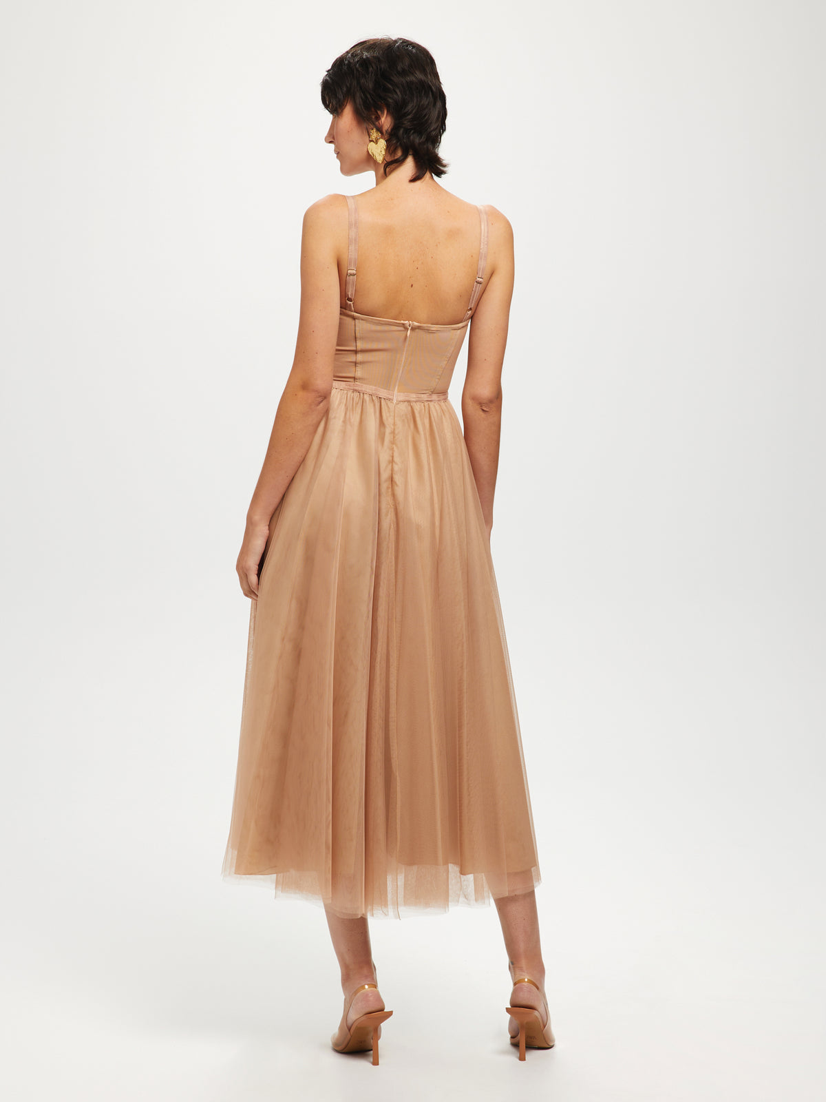 Bustier Tulle Midi Dress