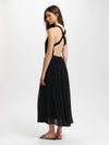 Midi dress with stretch waist