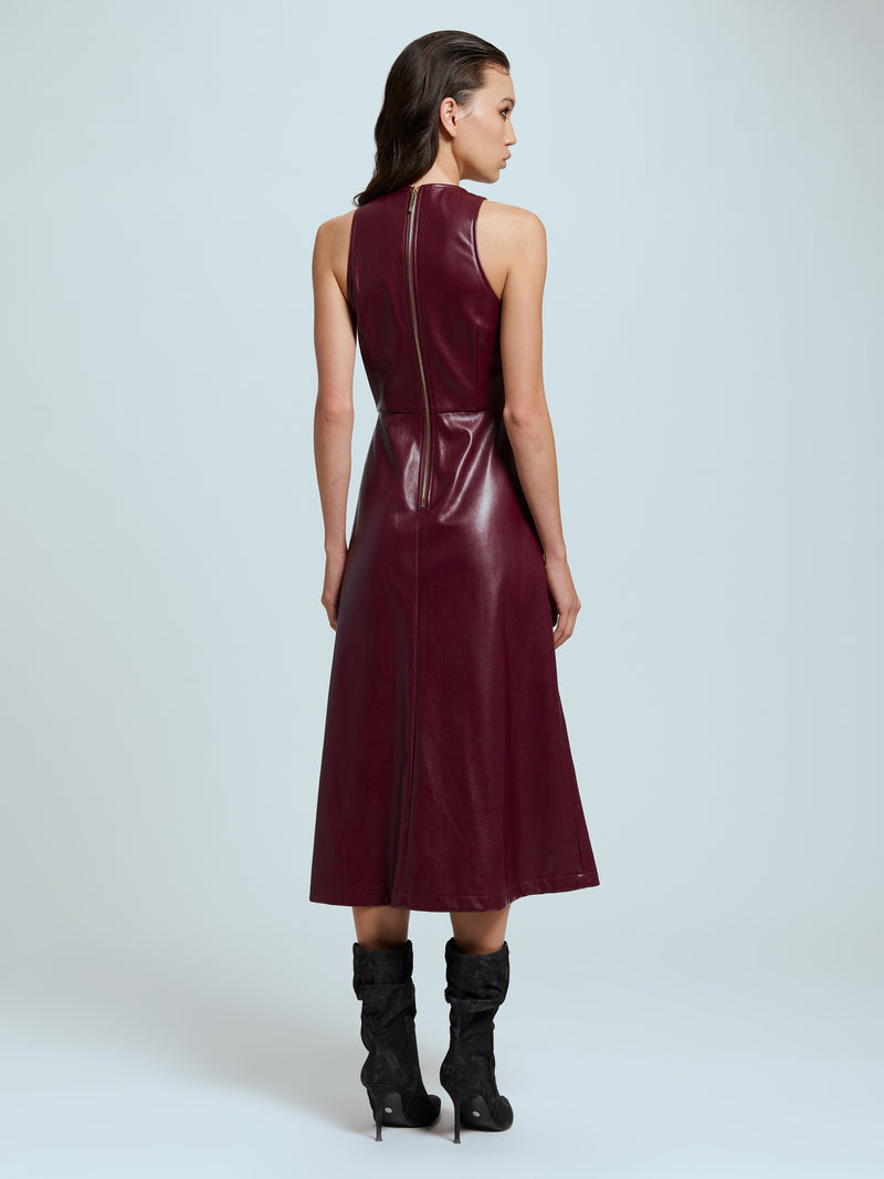 Vegan leather sleeveless dress